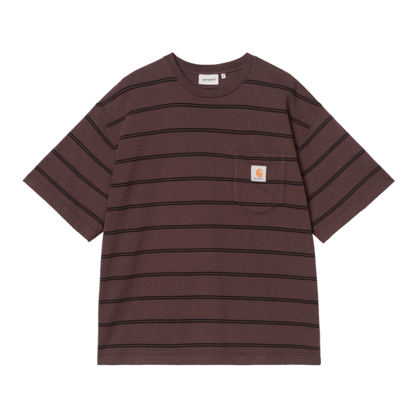 S/S Cardona Pocket T-Shirt Cardona Stripe, Natural / Palisander garment dyed