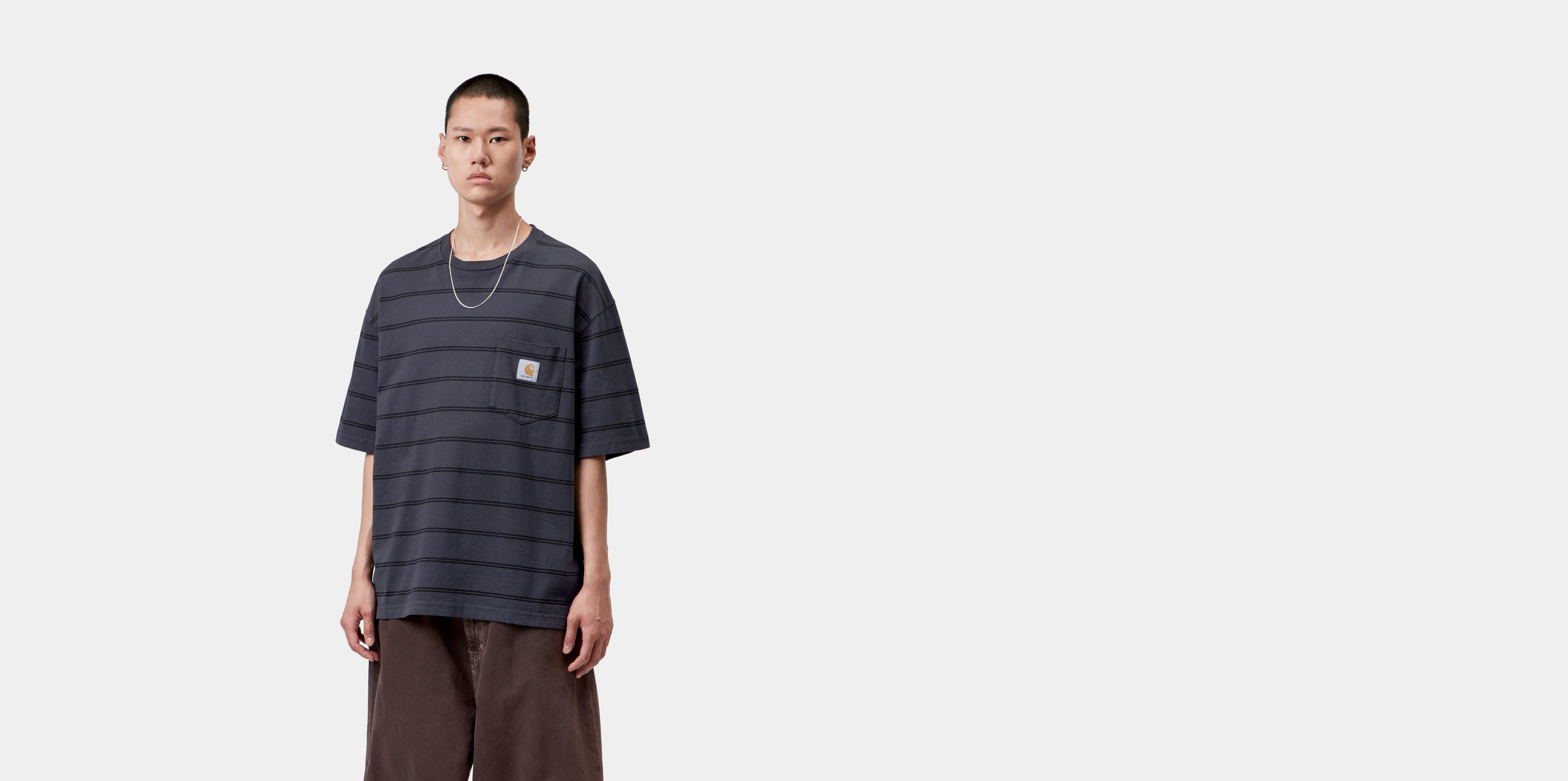 Carhartt WIP S/S Cardona Pocket T-Shirt Cardona Stripe, Natural / Dark Navy garment dyed | beige | XS | Men