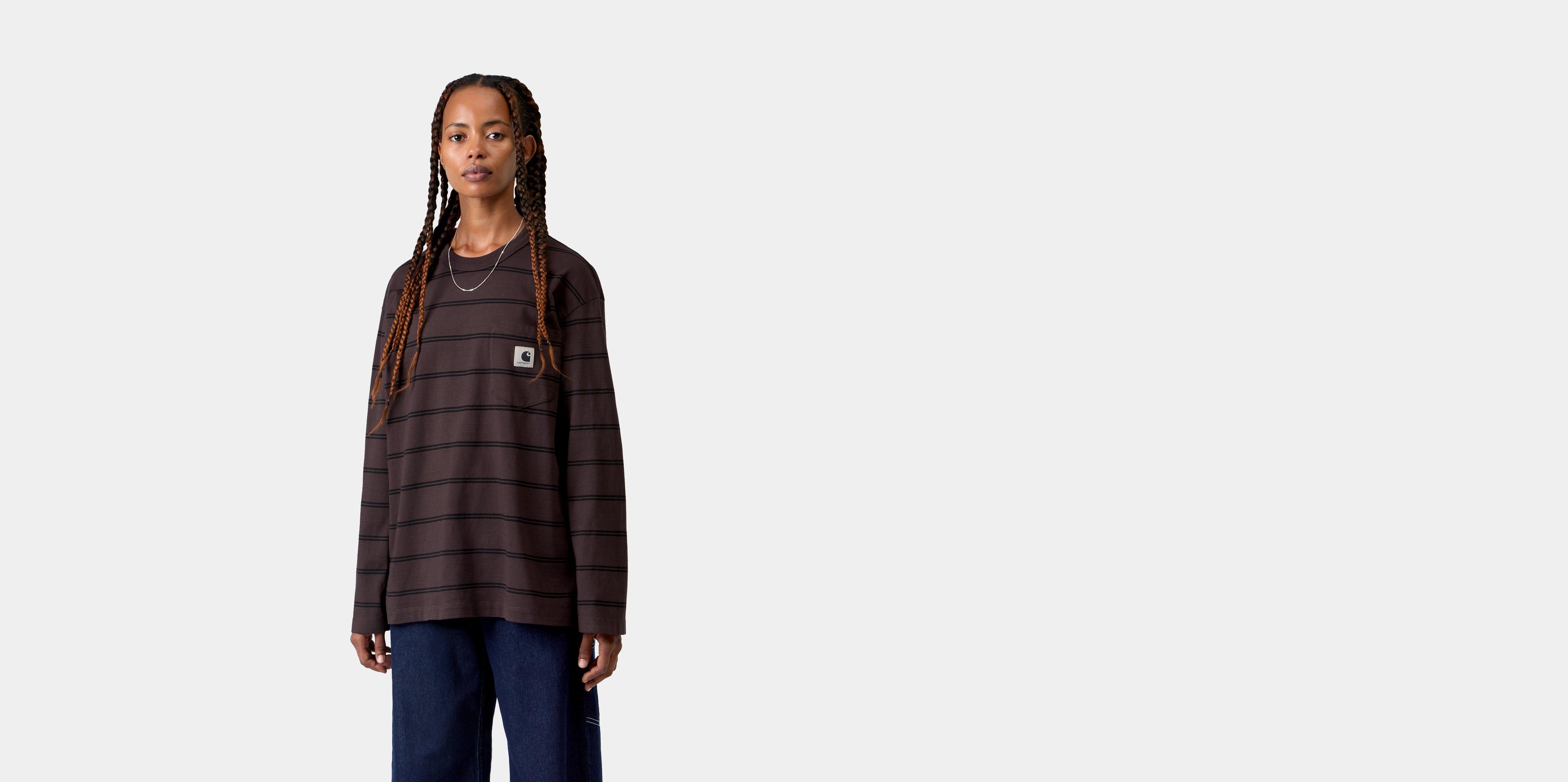 Carhartt WIP W' L/S Cardona Pocket T-Shirt Cardona Stripe, Natural / Palisander garment dyed | beige | M | Women