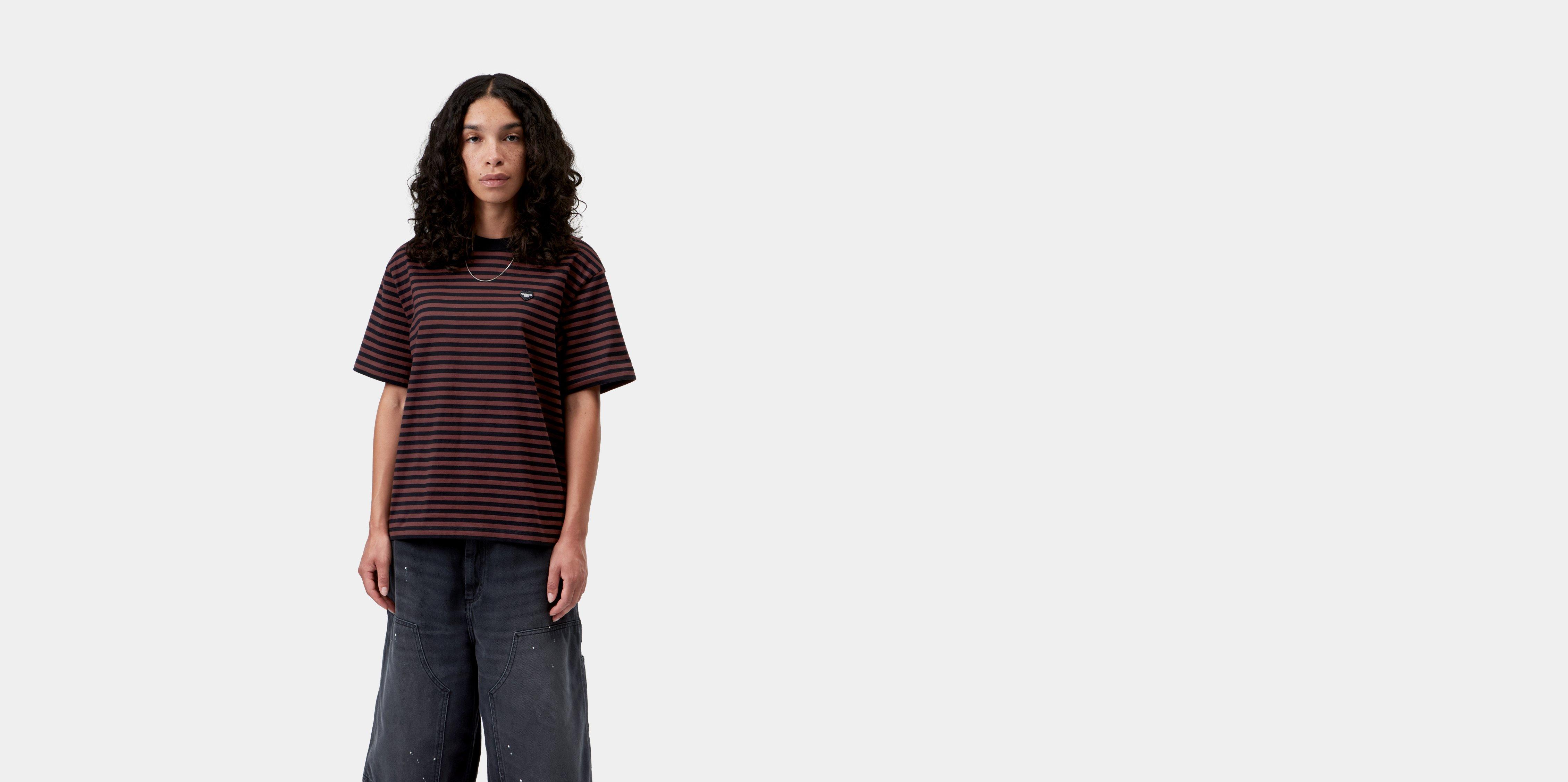 Carhartt WIP W' S/S Essy T-Shirt Essy Stripe, Black / Amarone | XS | Women