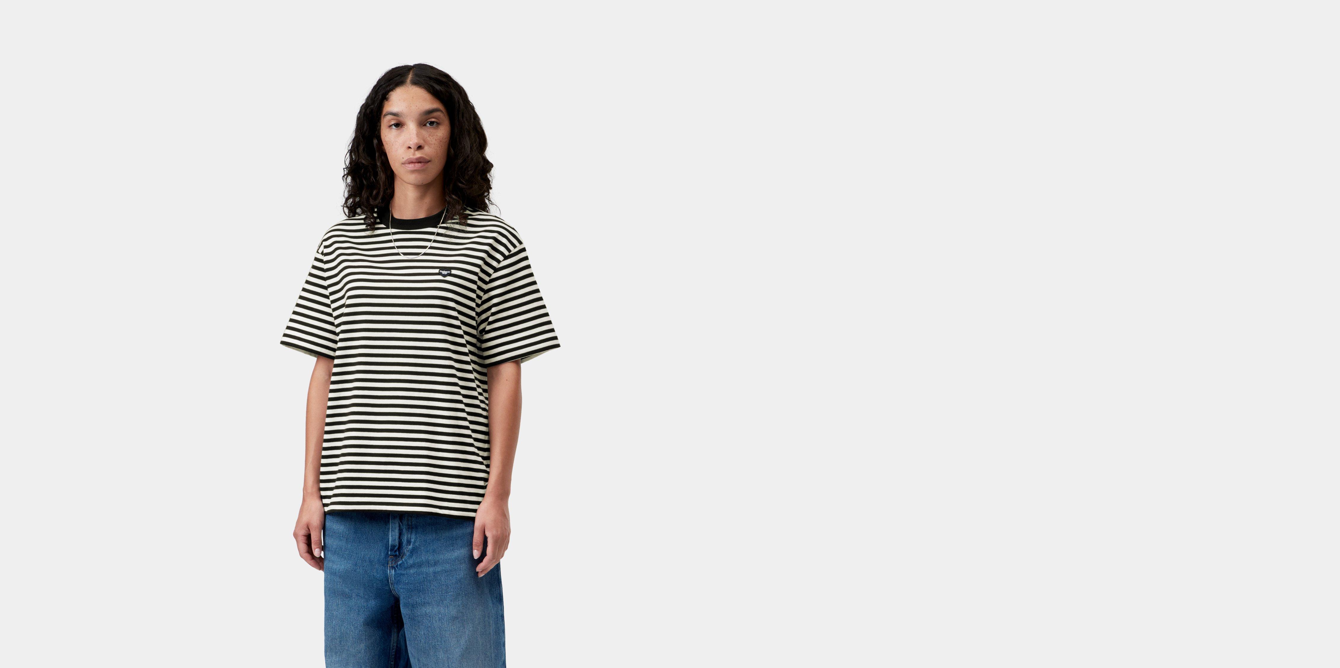 Carhartt WIP W' S/S Essy T-Shirt Essy Stripe, Black / Wax | XS | Women