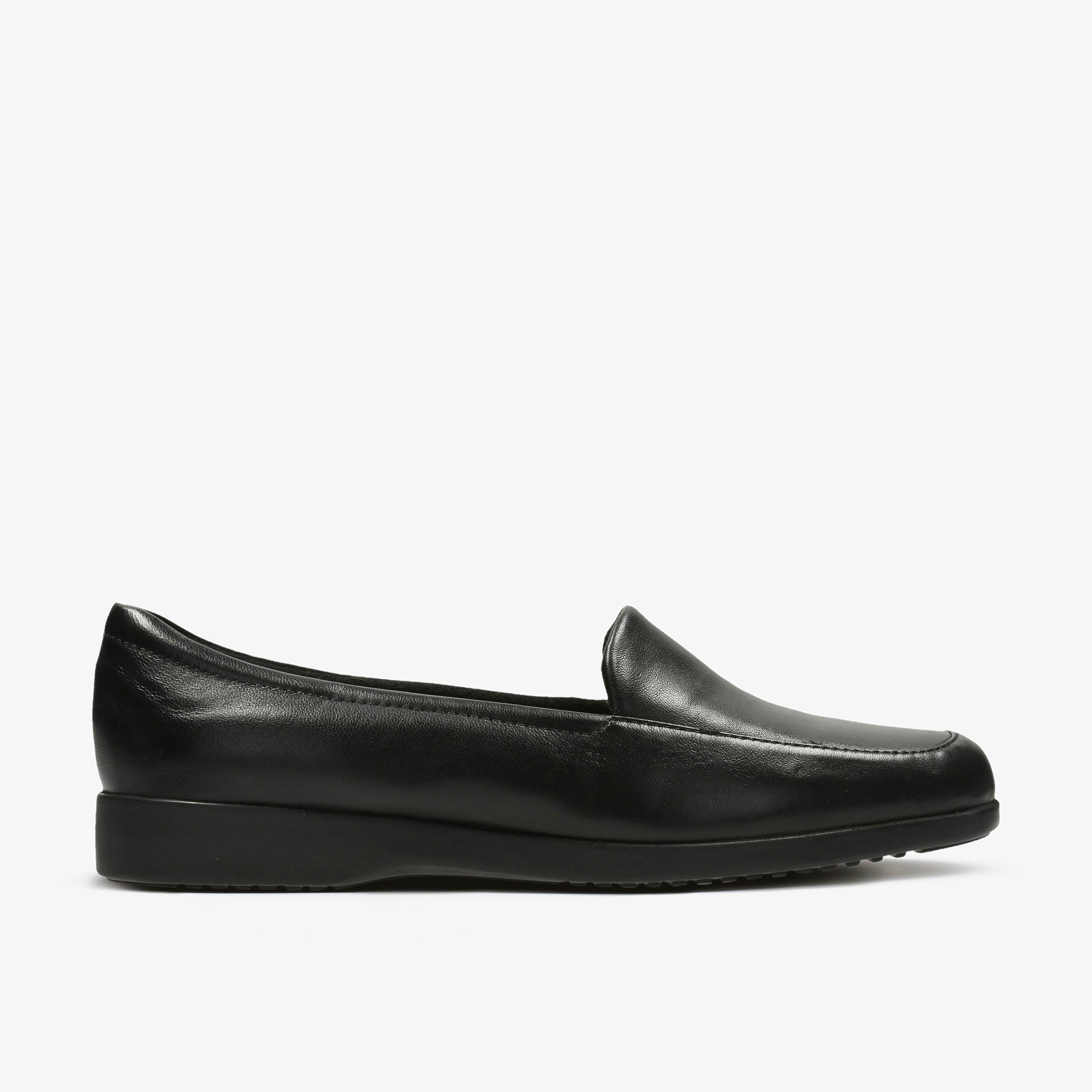 Womens Georgia Black Leather Slip Ons Clarks UK