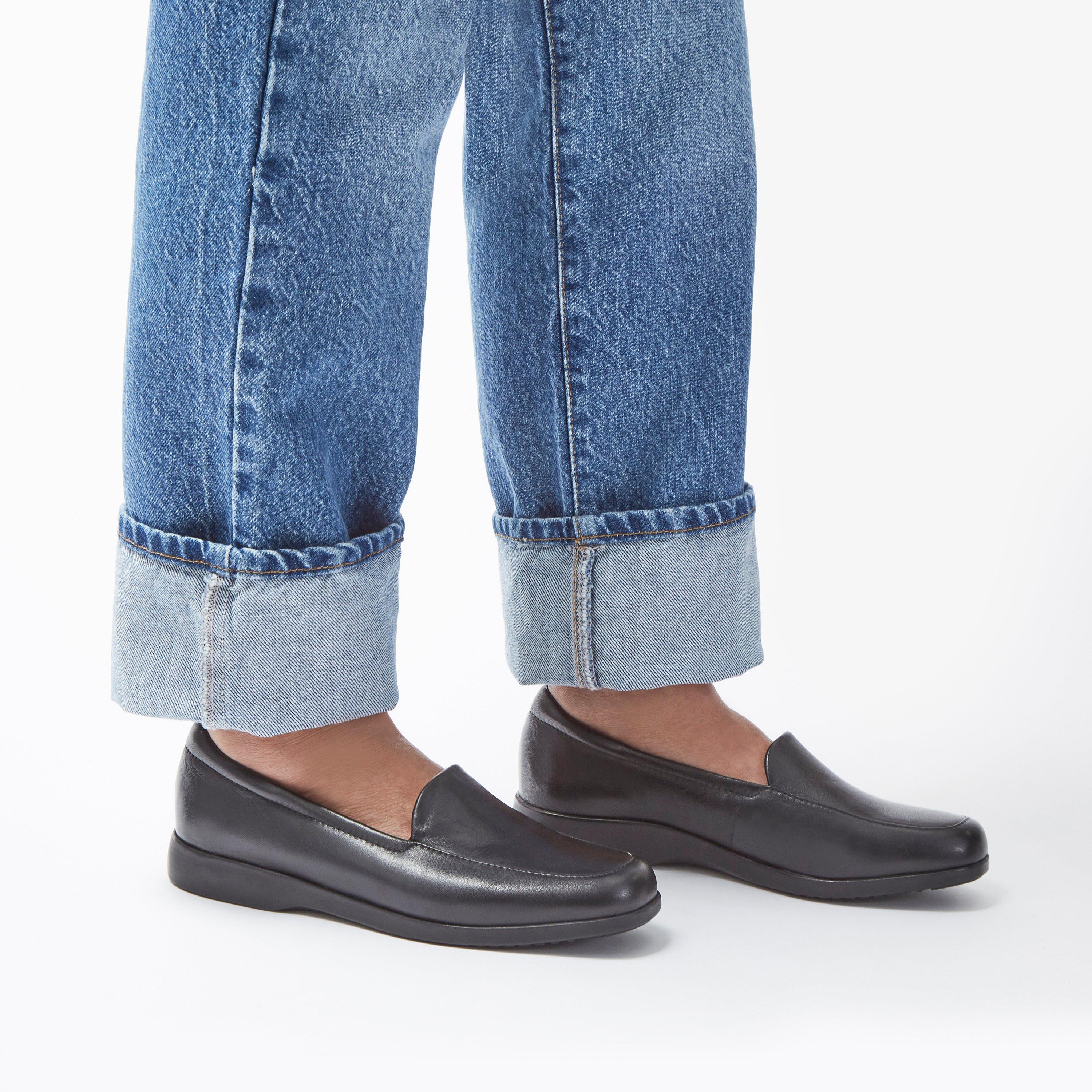 Womens Georgia Black Leather Slip Ons Clarks UK