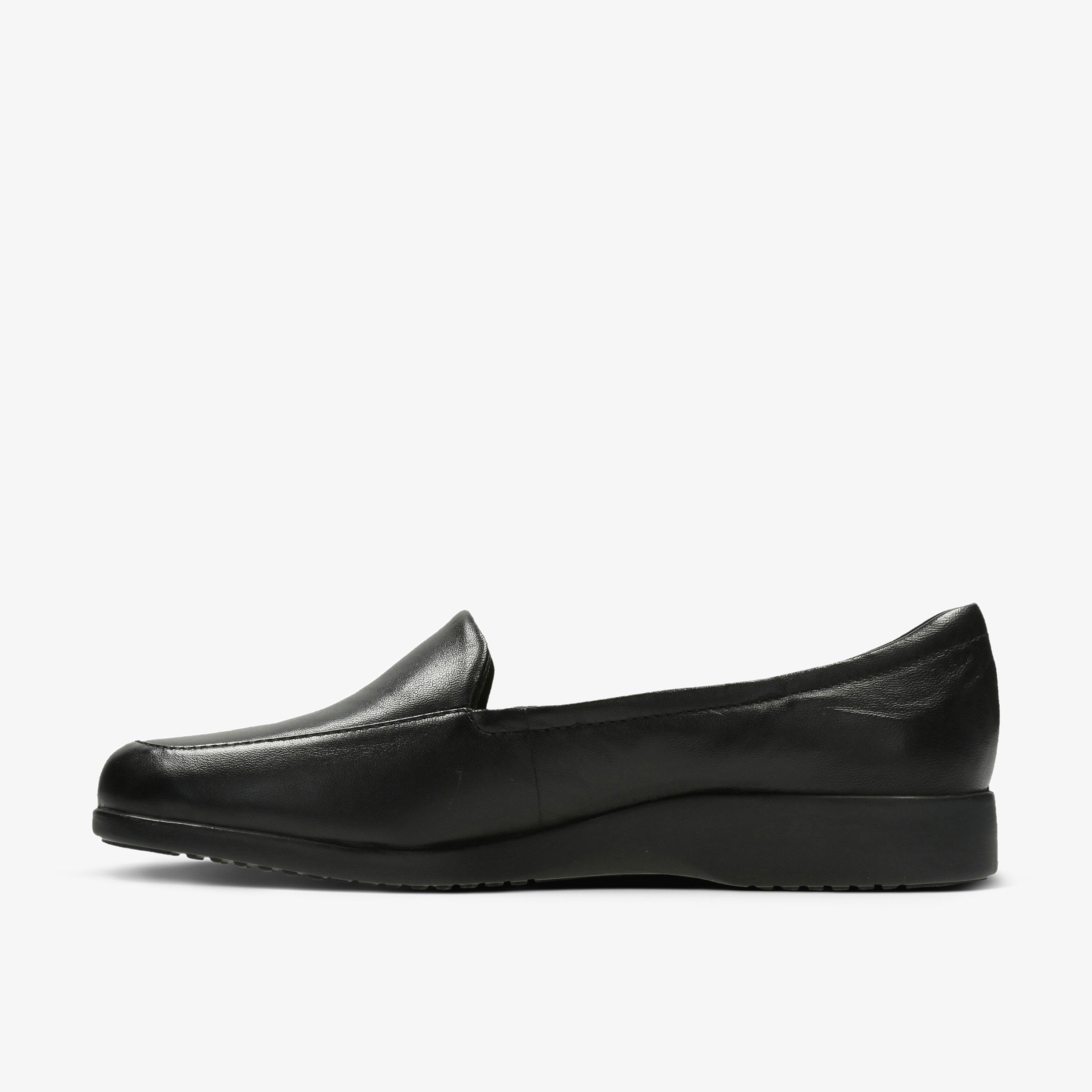 Womens Black Leather Slip Ons Clarks UK