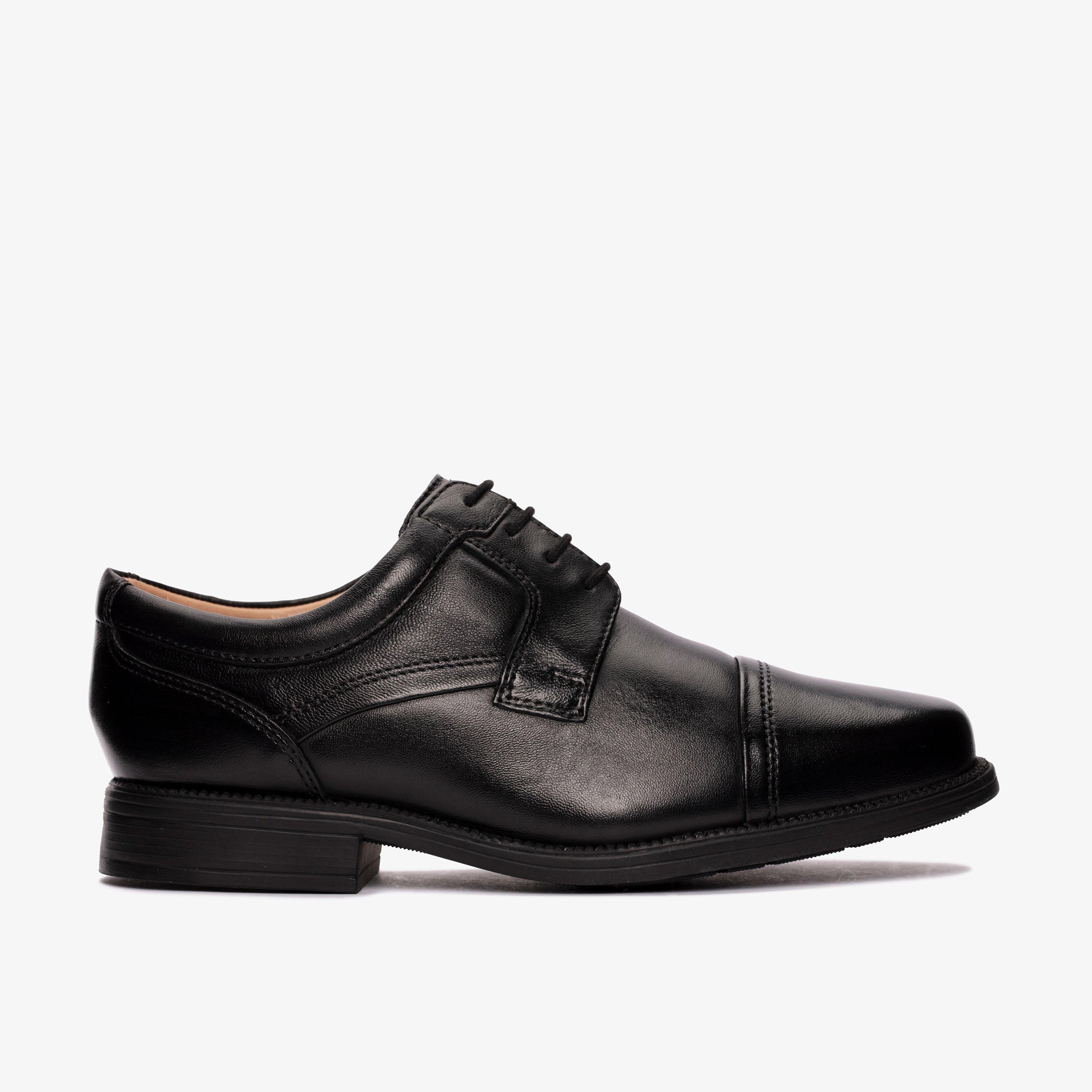 MENS Hail Cap Black Leather Shoes | Clarks Outlet