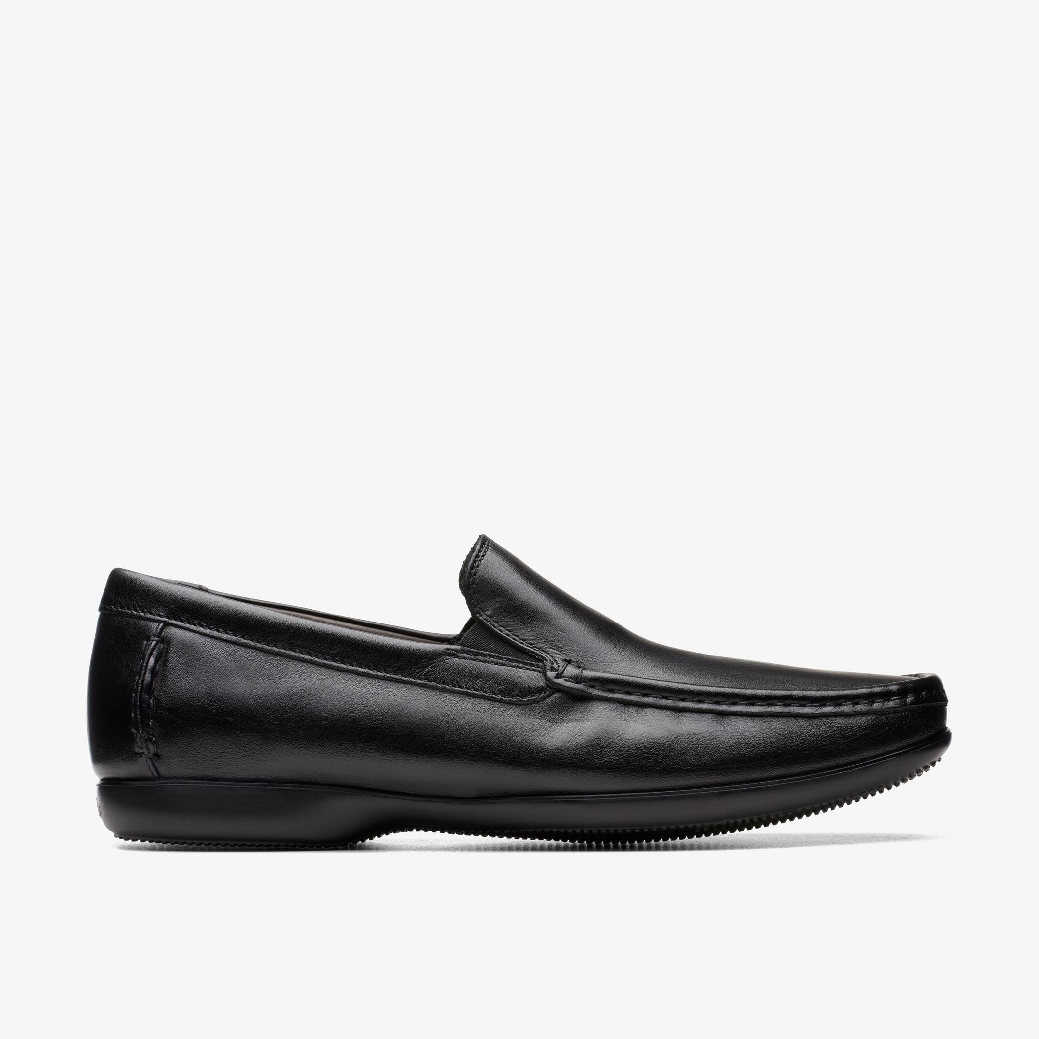 Finer Sun Black Leather Slip Ons, view 1 of 6