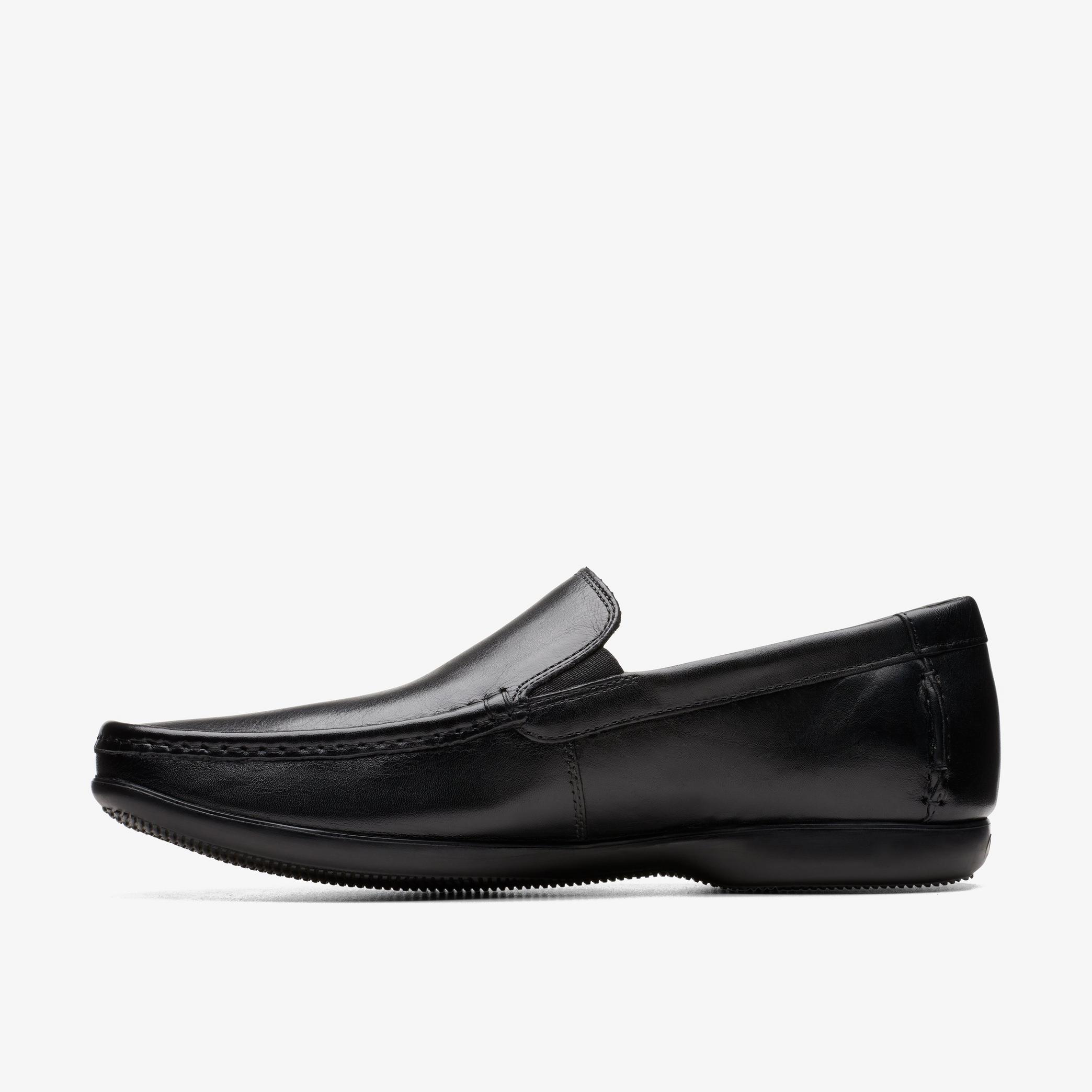 Finer Sun Black Leather Slip Ons, view 2 of 6