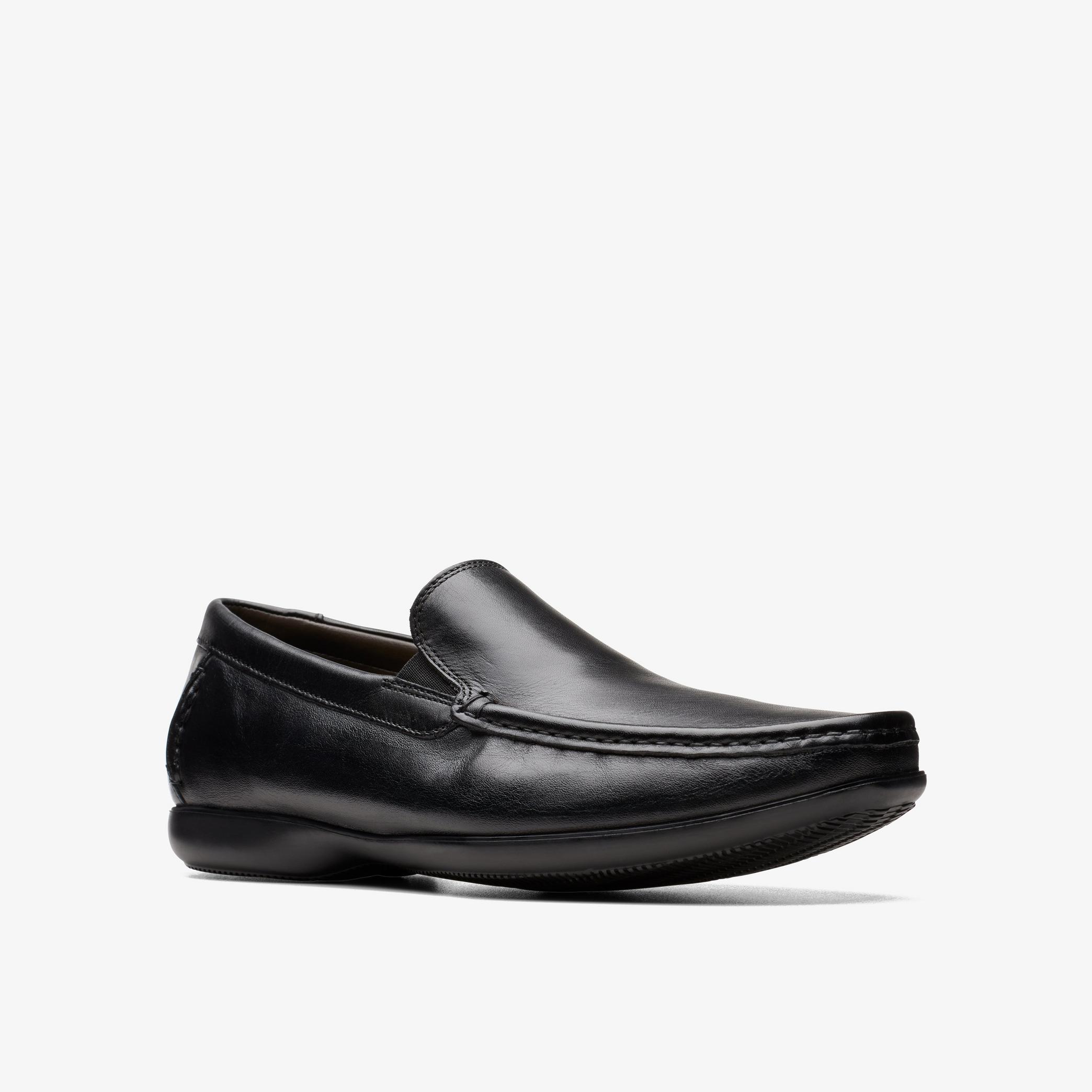 Finer Sun Black Leather Slip Ons, view 3 of 6