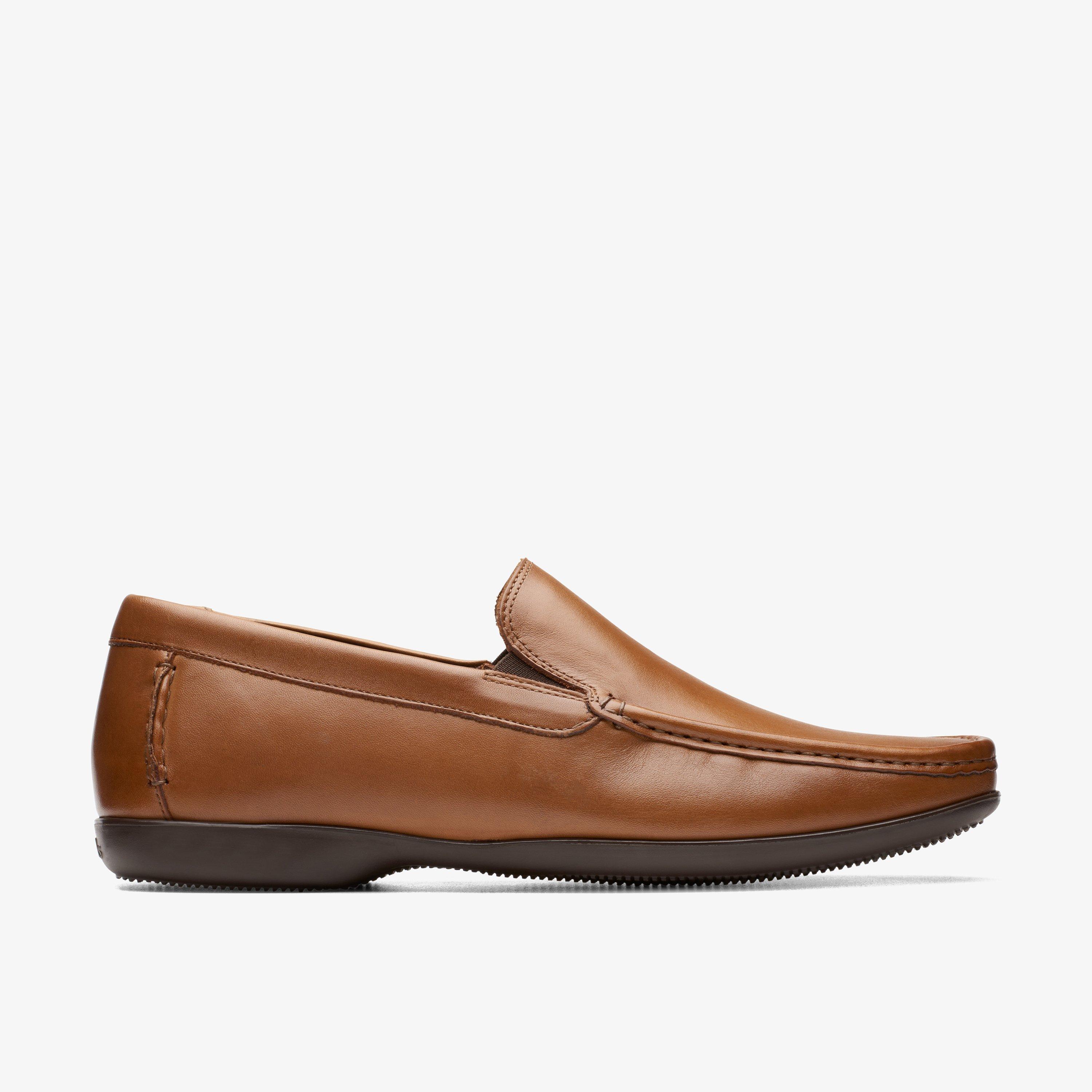 Mens Finer Sun Black Leather Slip Ons | Clarks Outlet