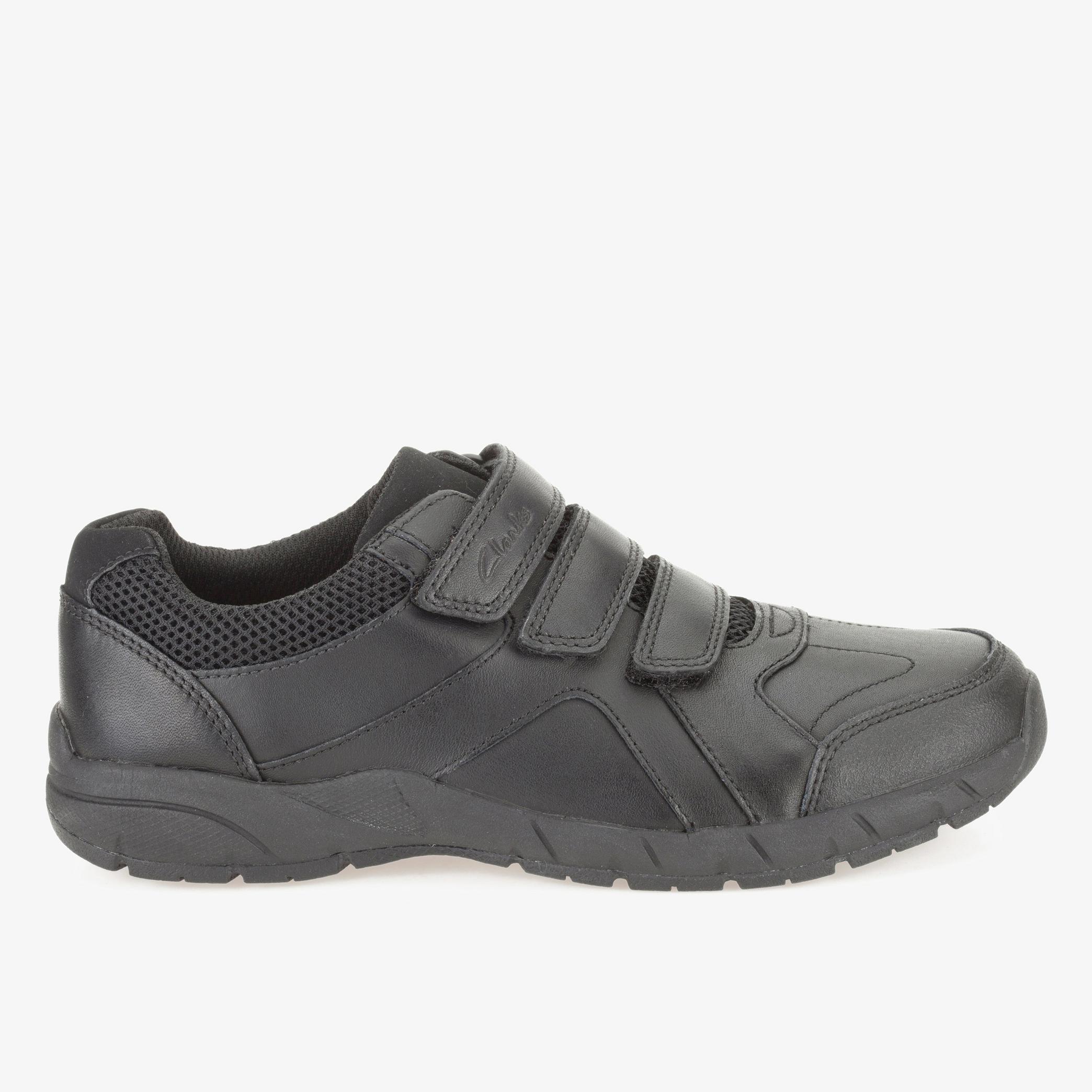 BOYS Air Learn Youth Black Leather Shoes | Clarks Outlet