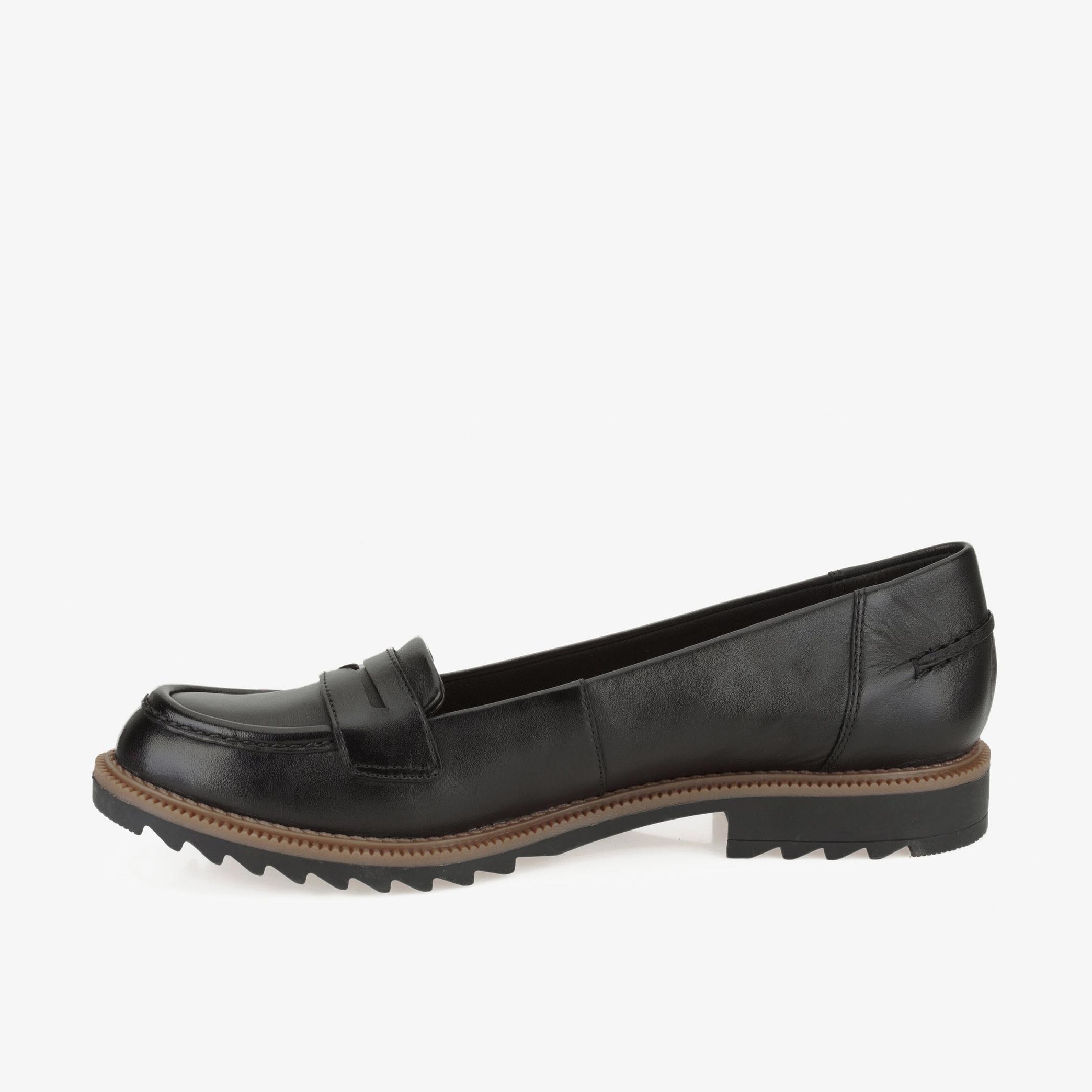 WOMENS Griffin Milly Black Leather Loafers | Clarks Outlet
