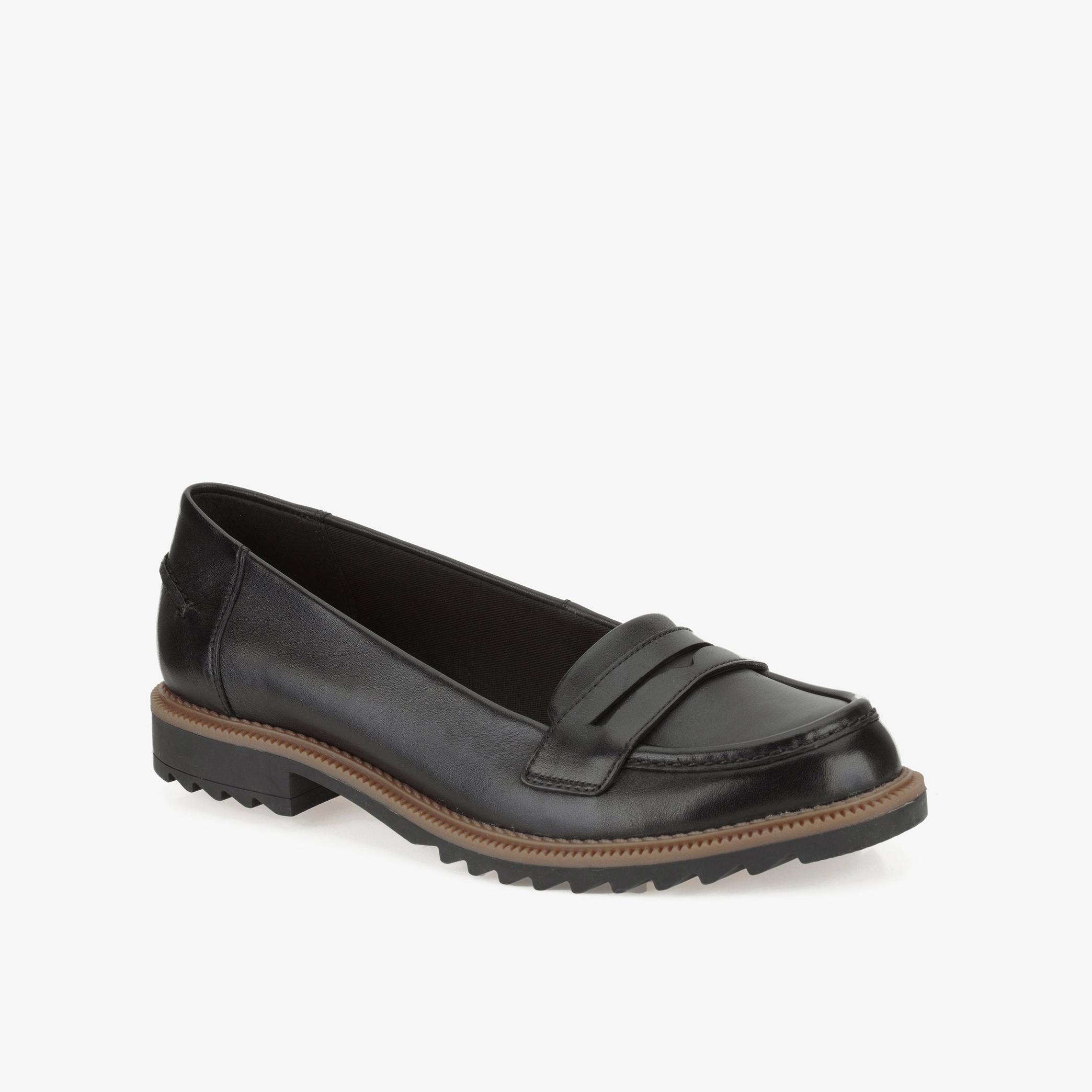 WOMENS Griffin Milly Black Leather Loafers | Clarks Outlet