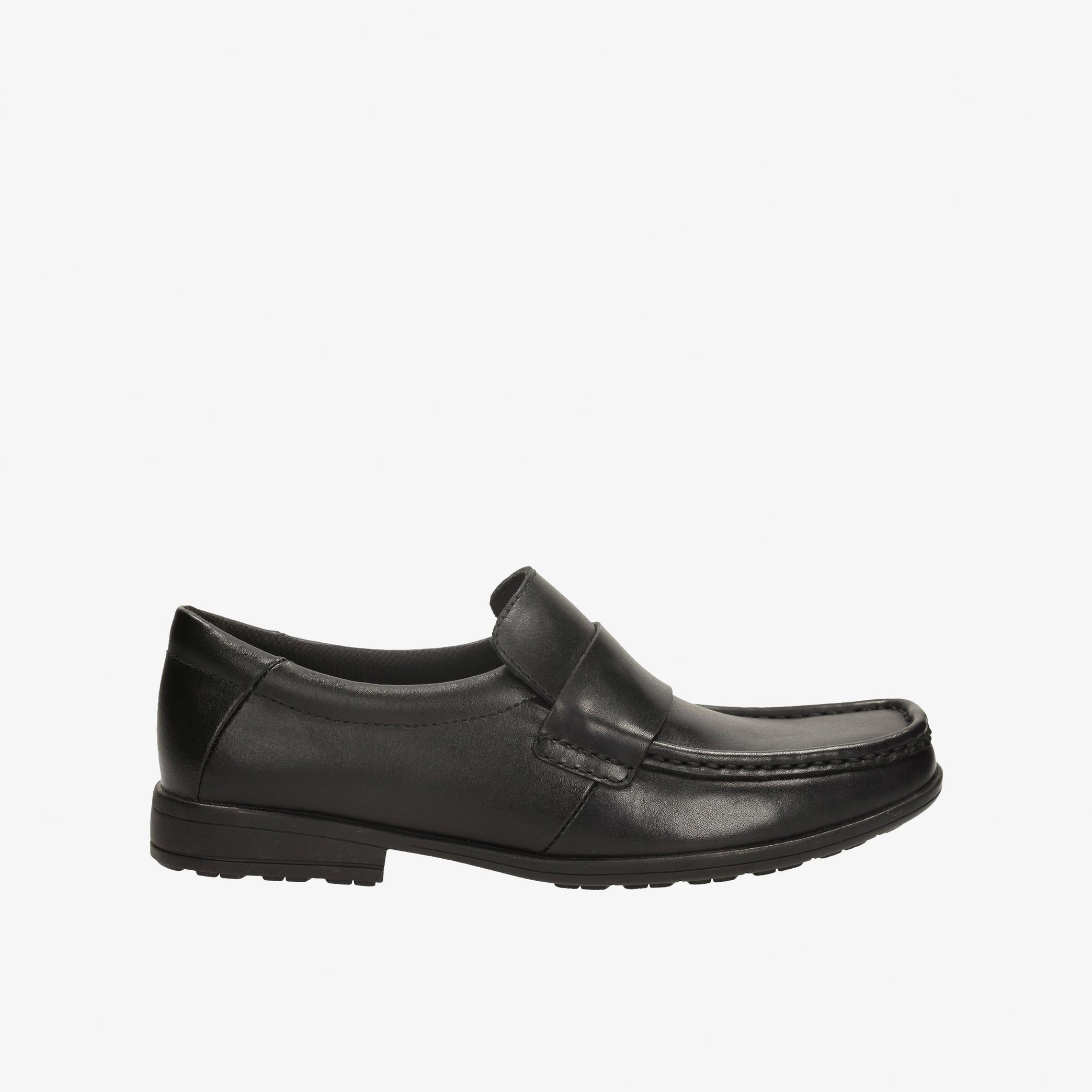 Corris Step Youth Black Leather Slip Ons, view 1 of 4