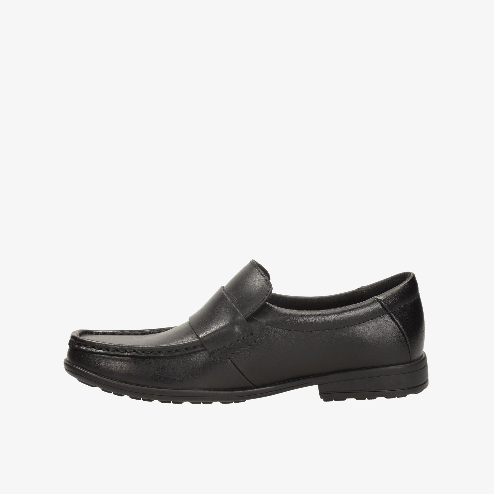 Corris Step Youth Black Leather Slip Ons, view 2 of 4