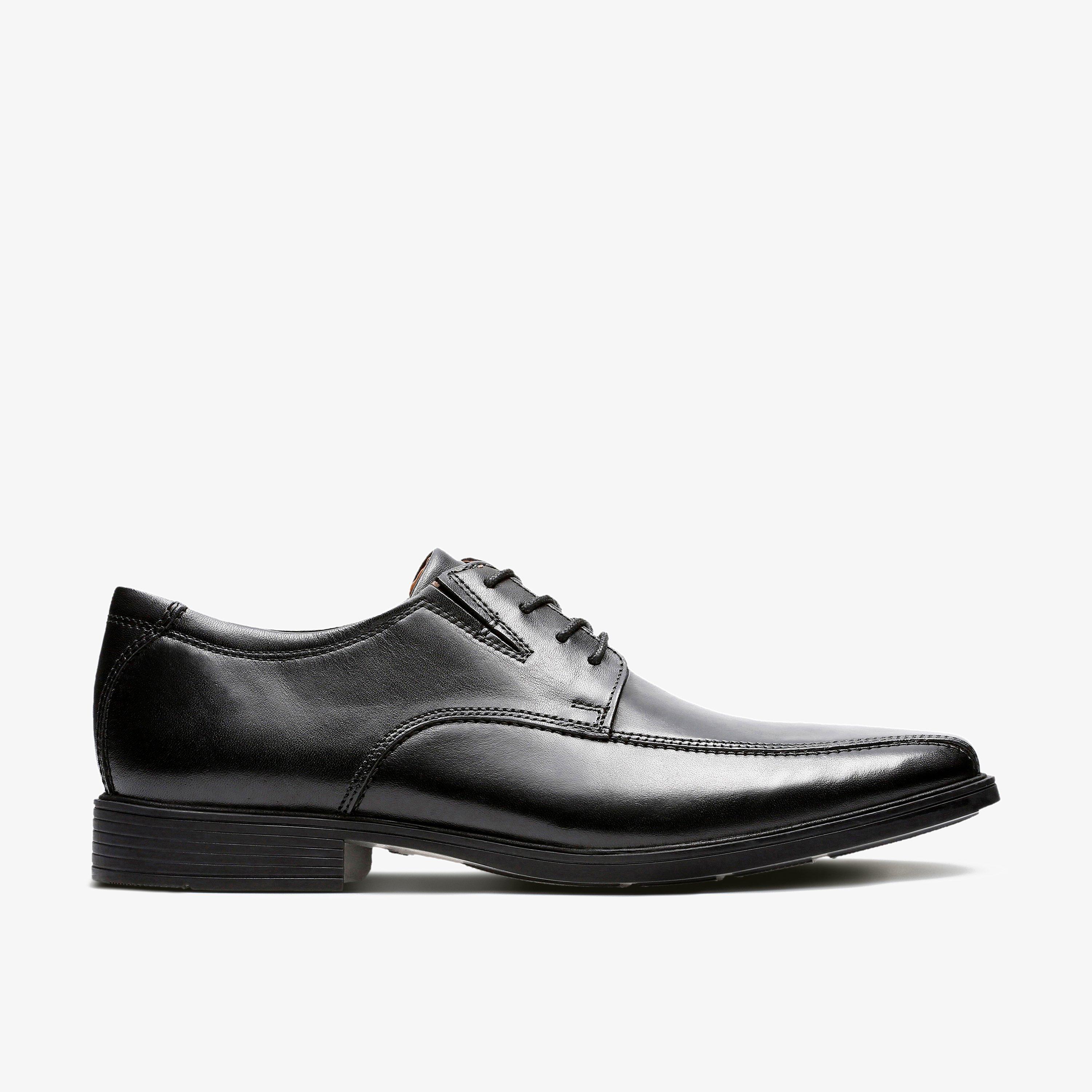 Mens Tilden Walk Black Leather Derby Shoes | Clarks