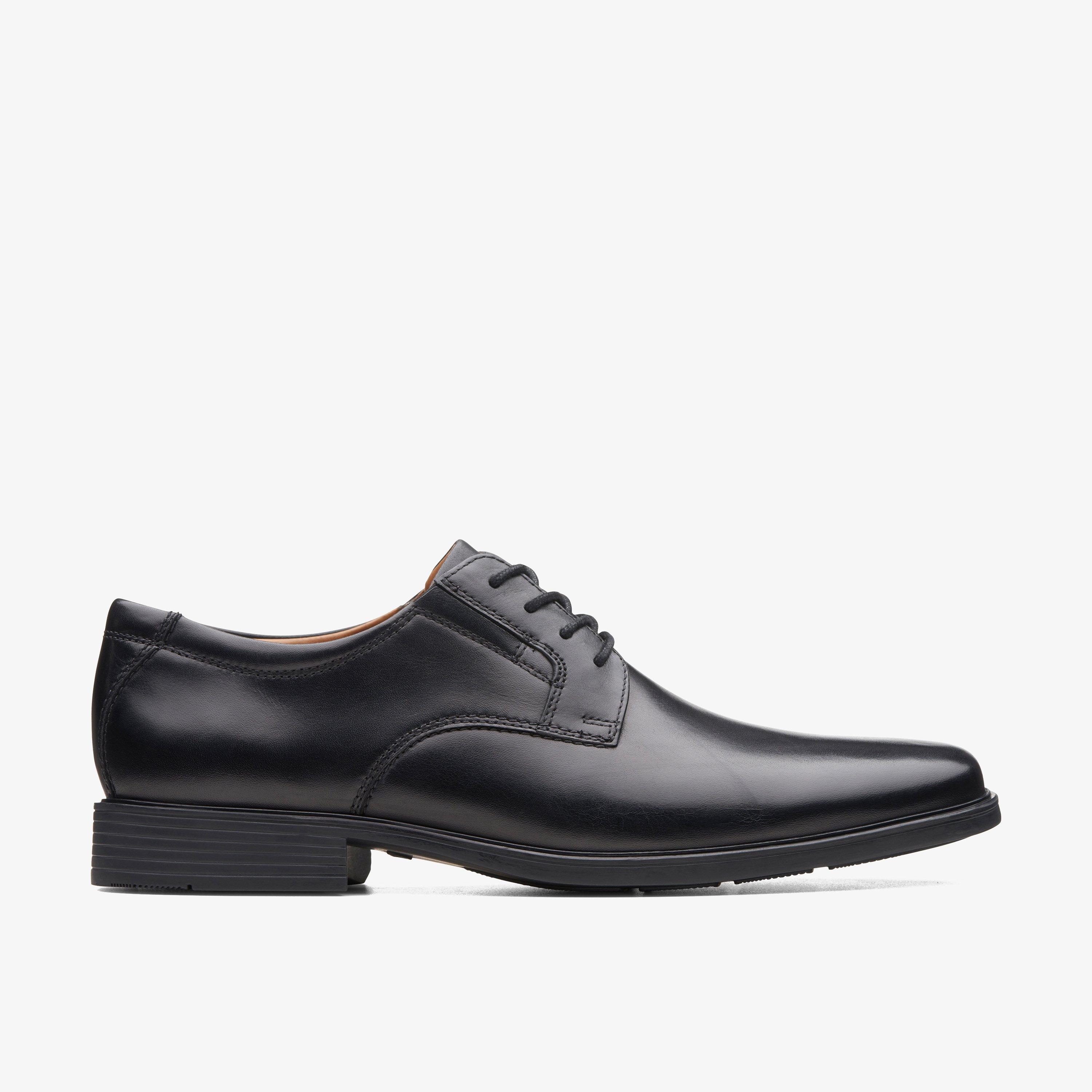 Mens Tilden Plain Black Leather Derby Shoes Clarks