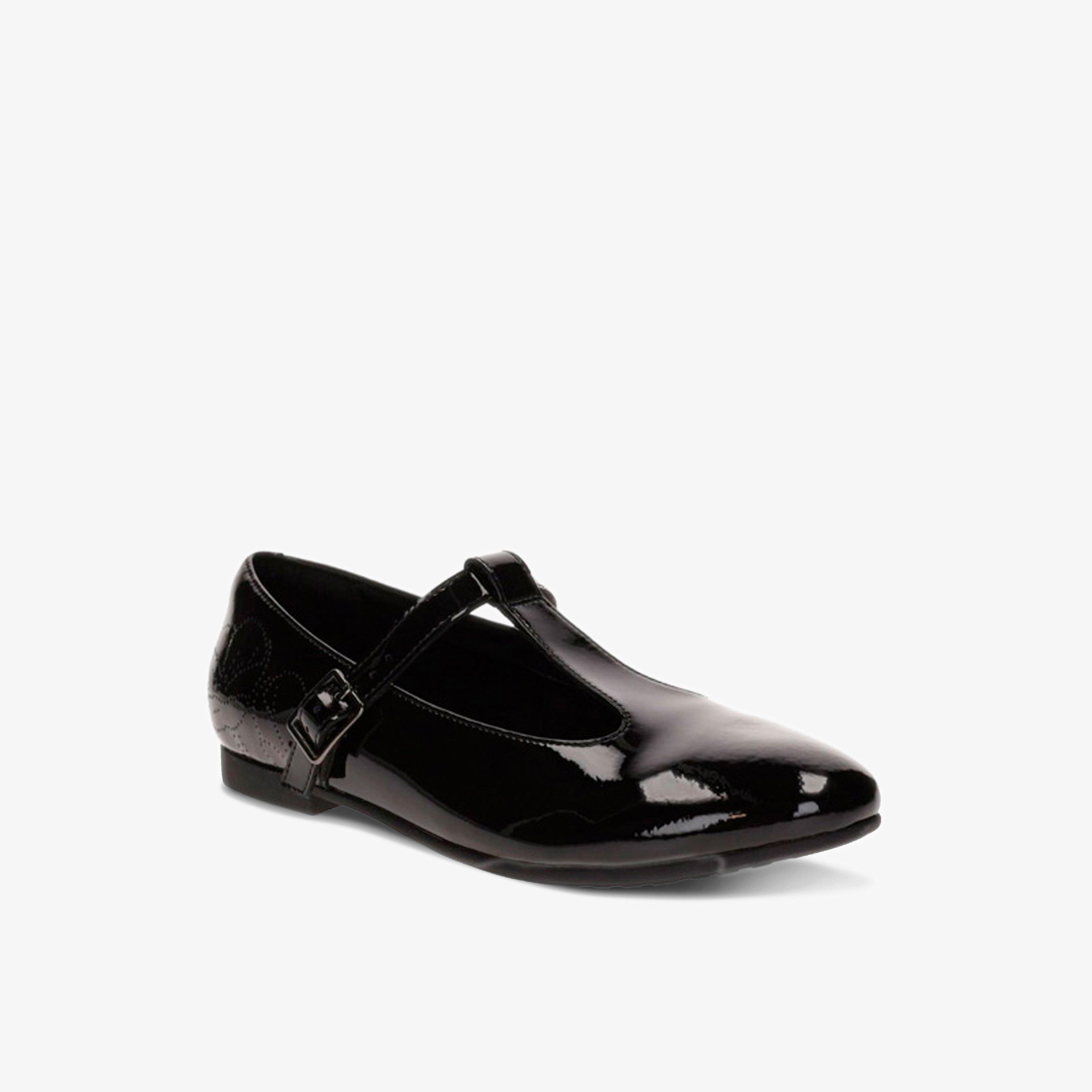 Selsey Fudge Kid Black Patent T Bar Shoes School Shoes, view 3 of 5