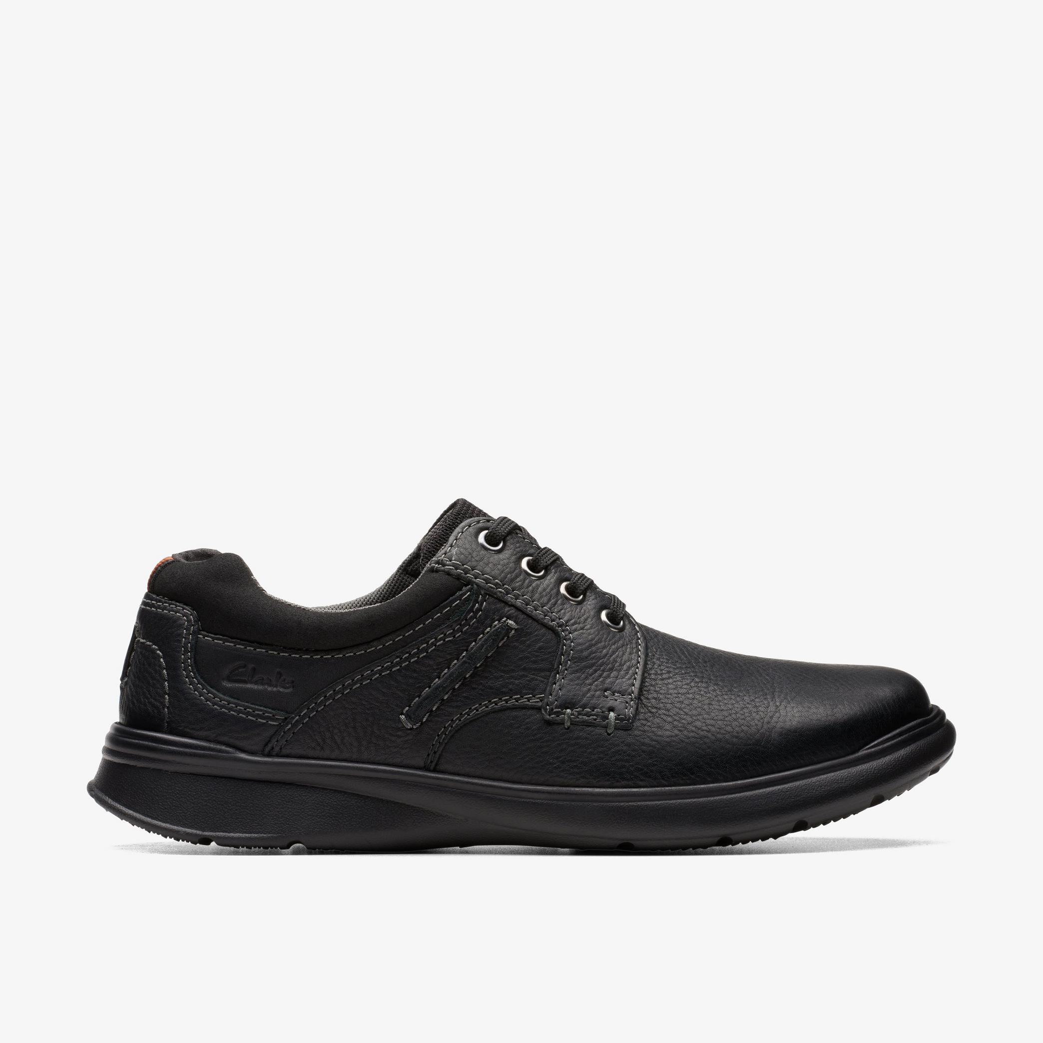 Cotrell Plain Black Oily Leather Shoes, view 1 of 6