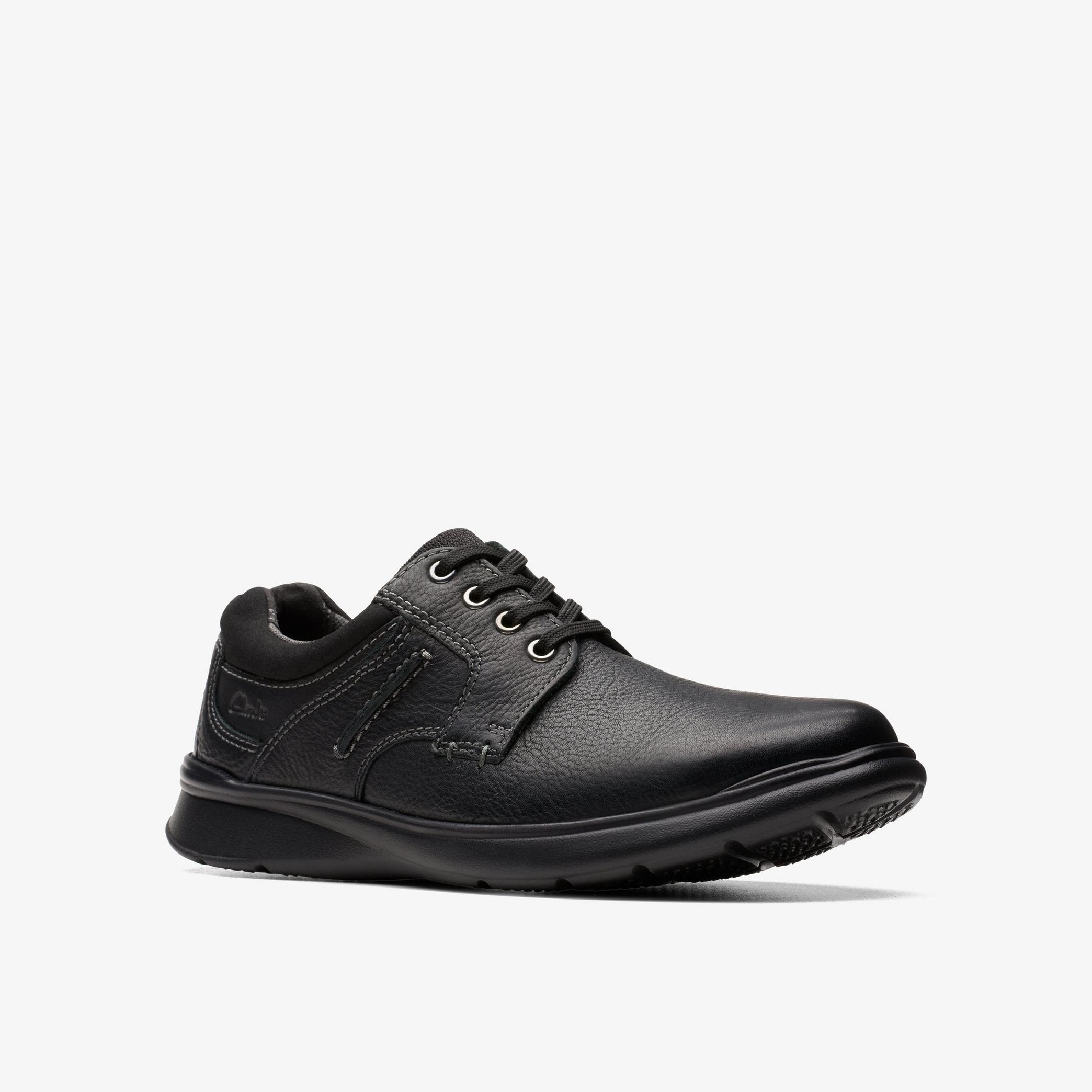 Cotrell Plain Black Oily Leather Shoes, view 3 of 6