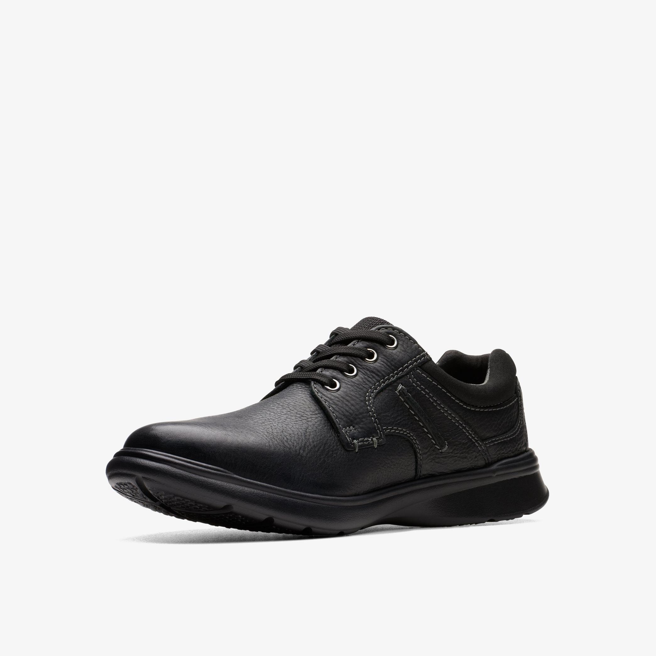 Cotrell Plain Black Oily Leather Shoes, view 4 of 6
