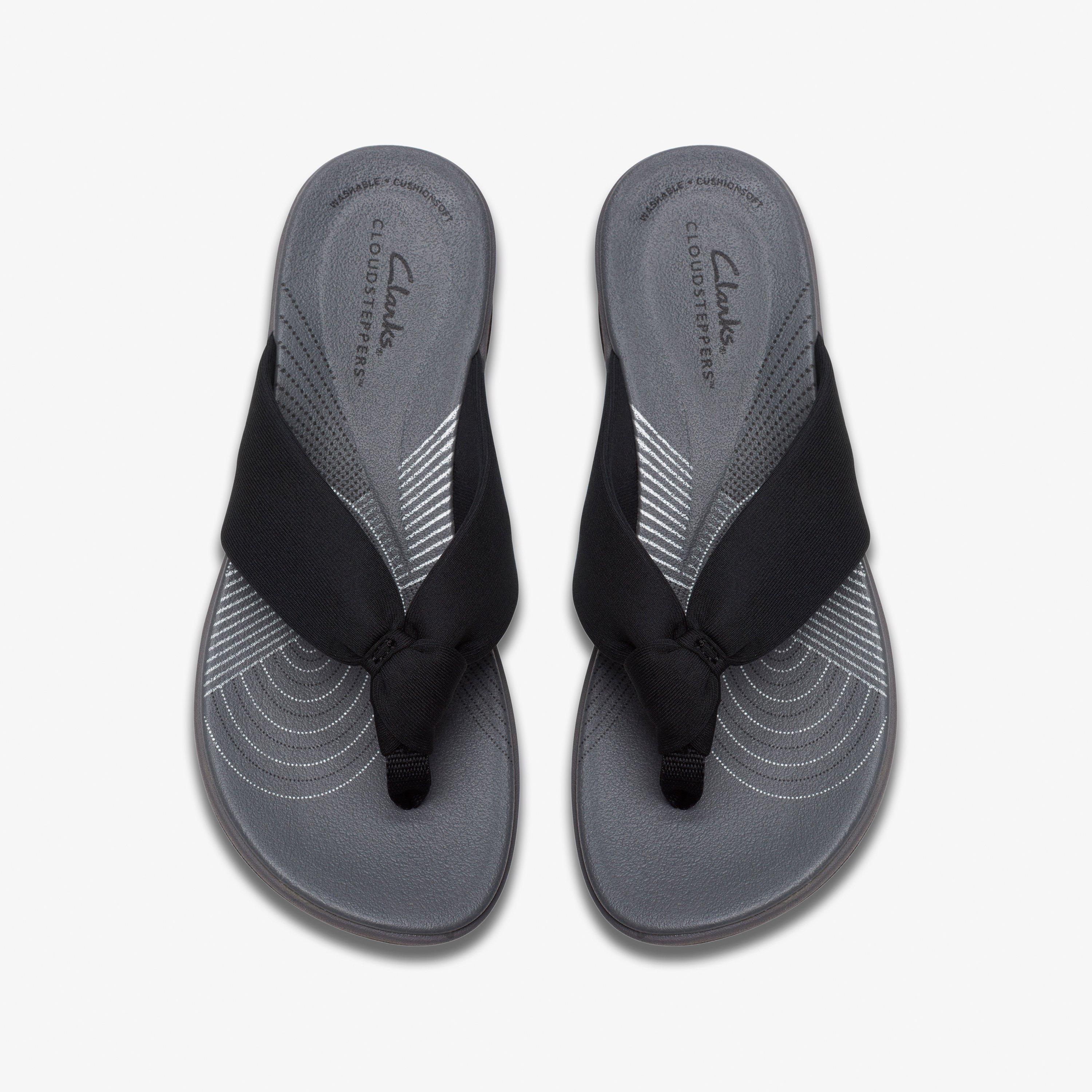 WOMENS Arla Glison Black Fabric Flip Flops Clarks US