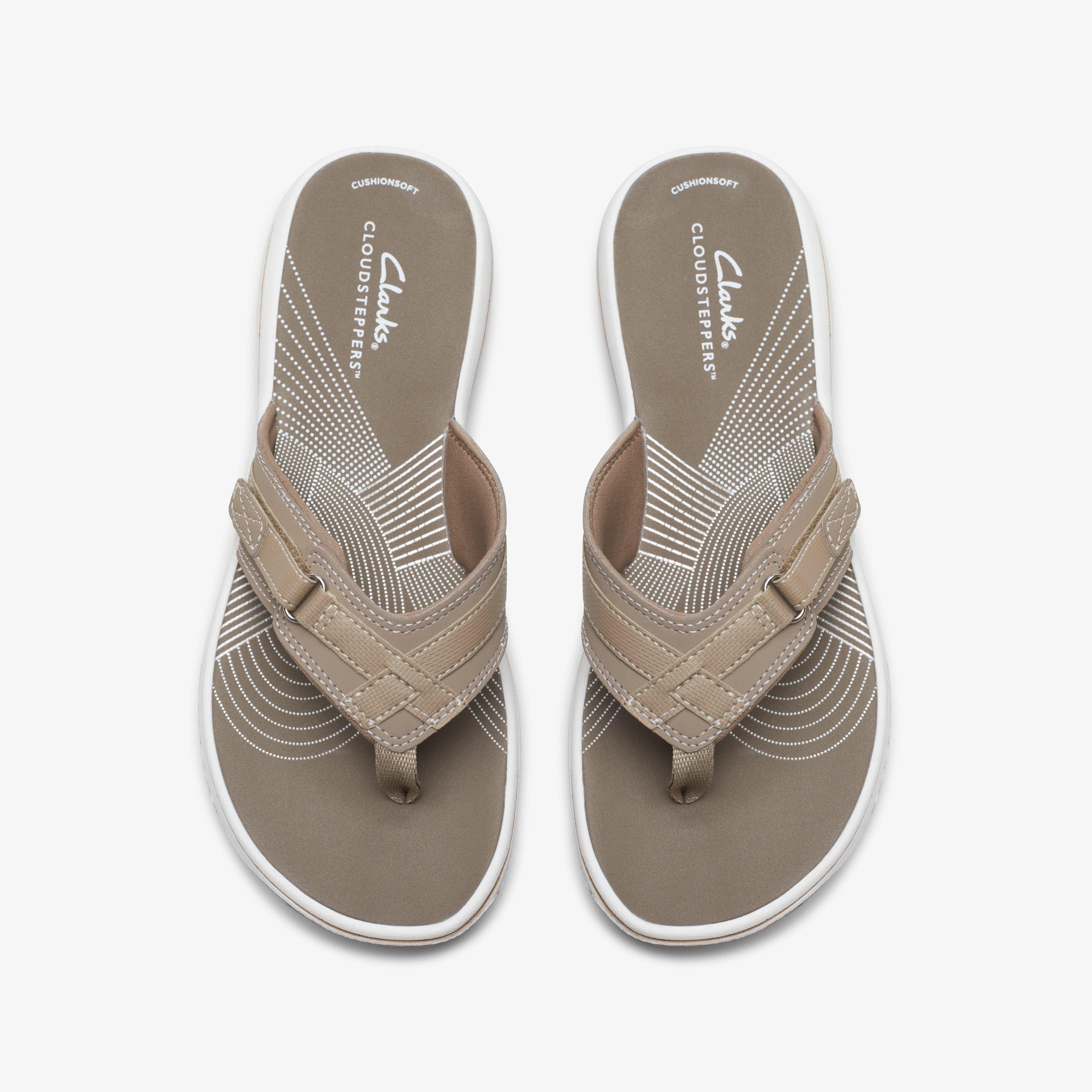 WOMENS Breeze Sea Taupe Flip Flops Clarks US