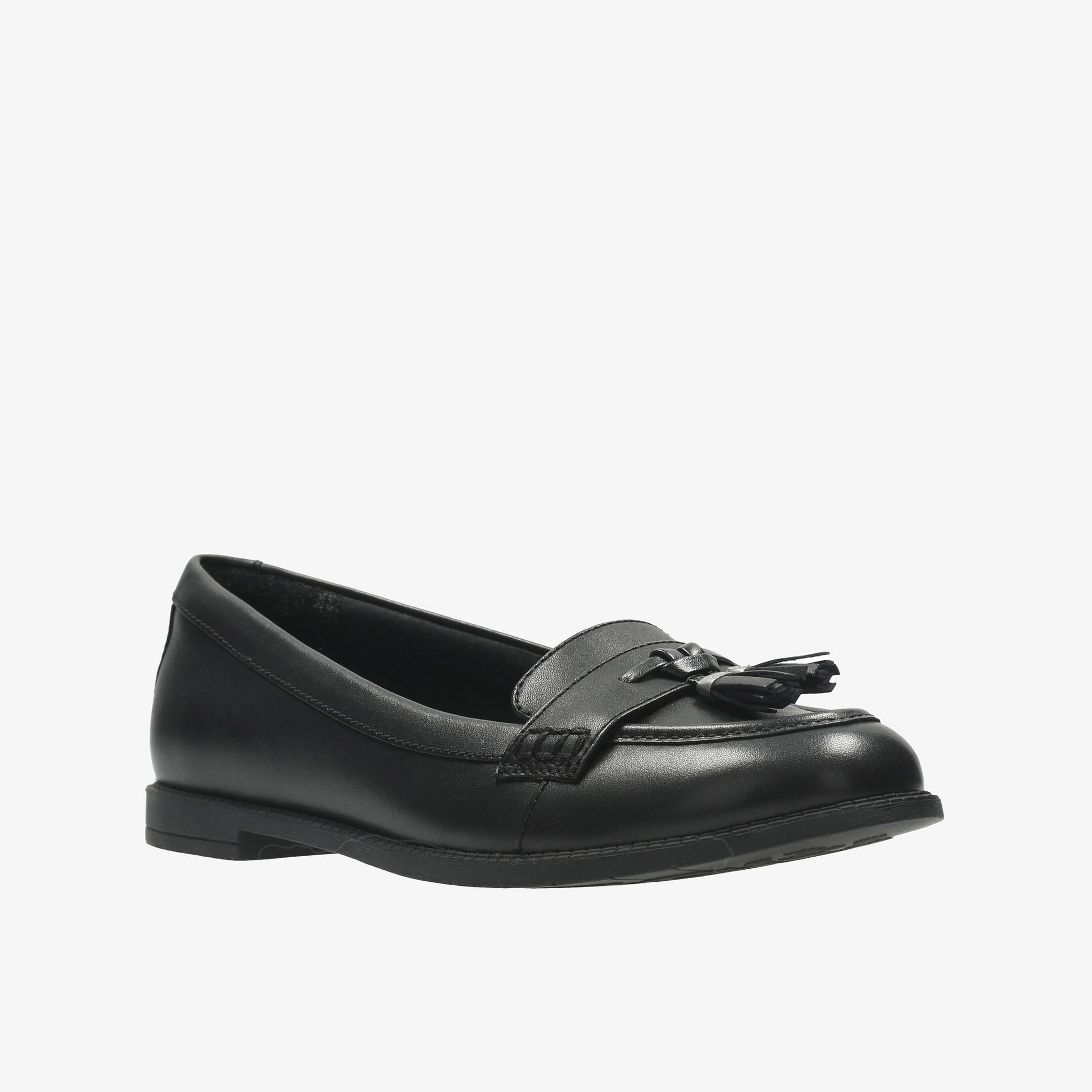 Preppy Edge Youth Black Leather Loafers, view 3 of 6