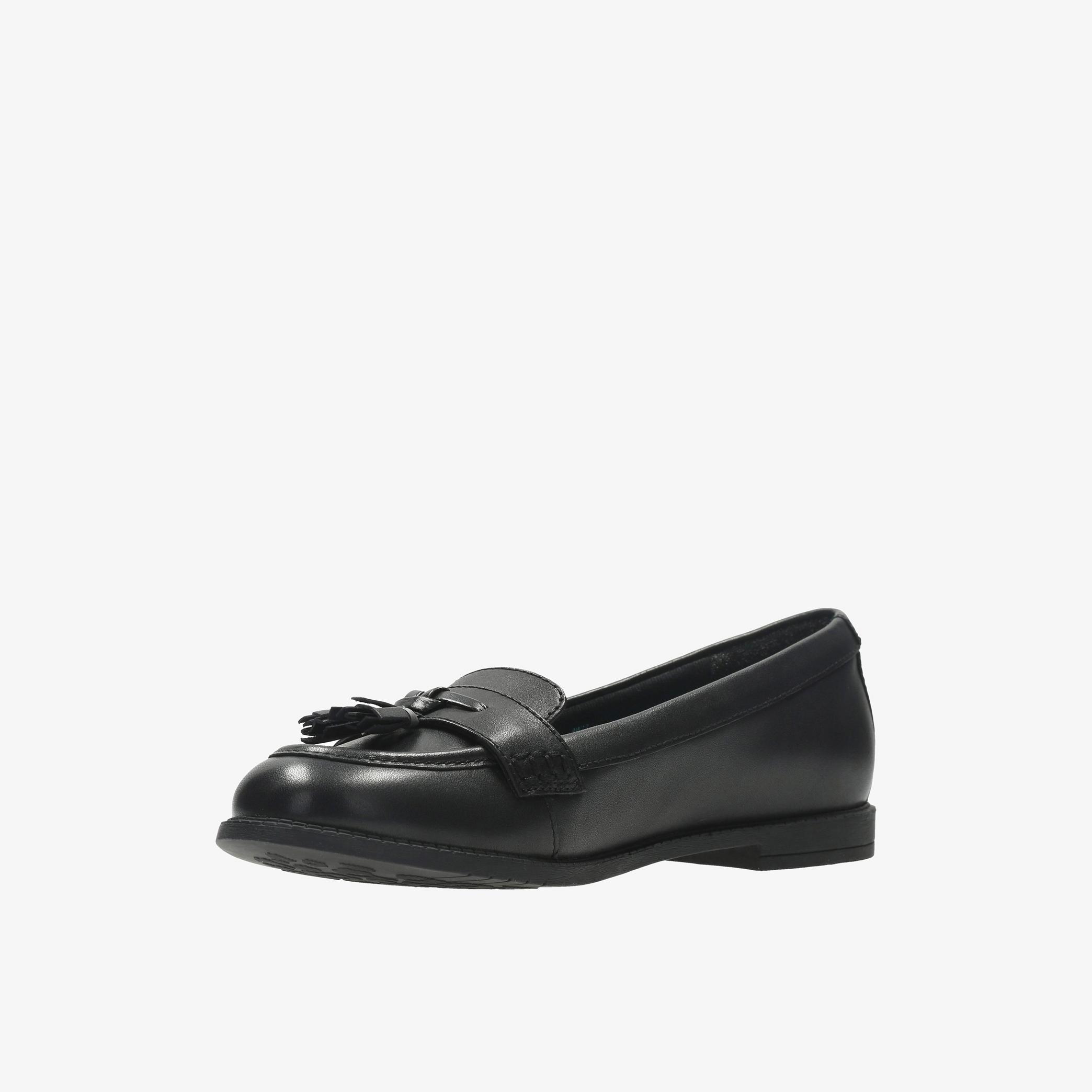 Preppy Edge Youth Black Leather Loafers, view 4 of 6