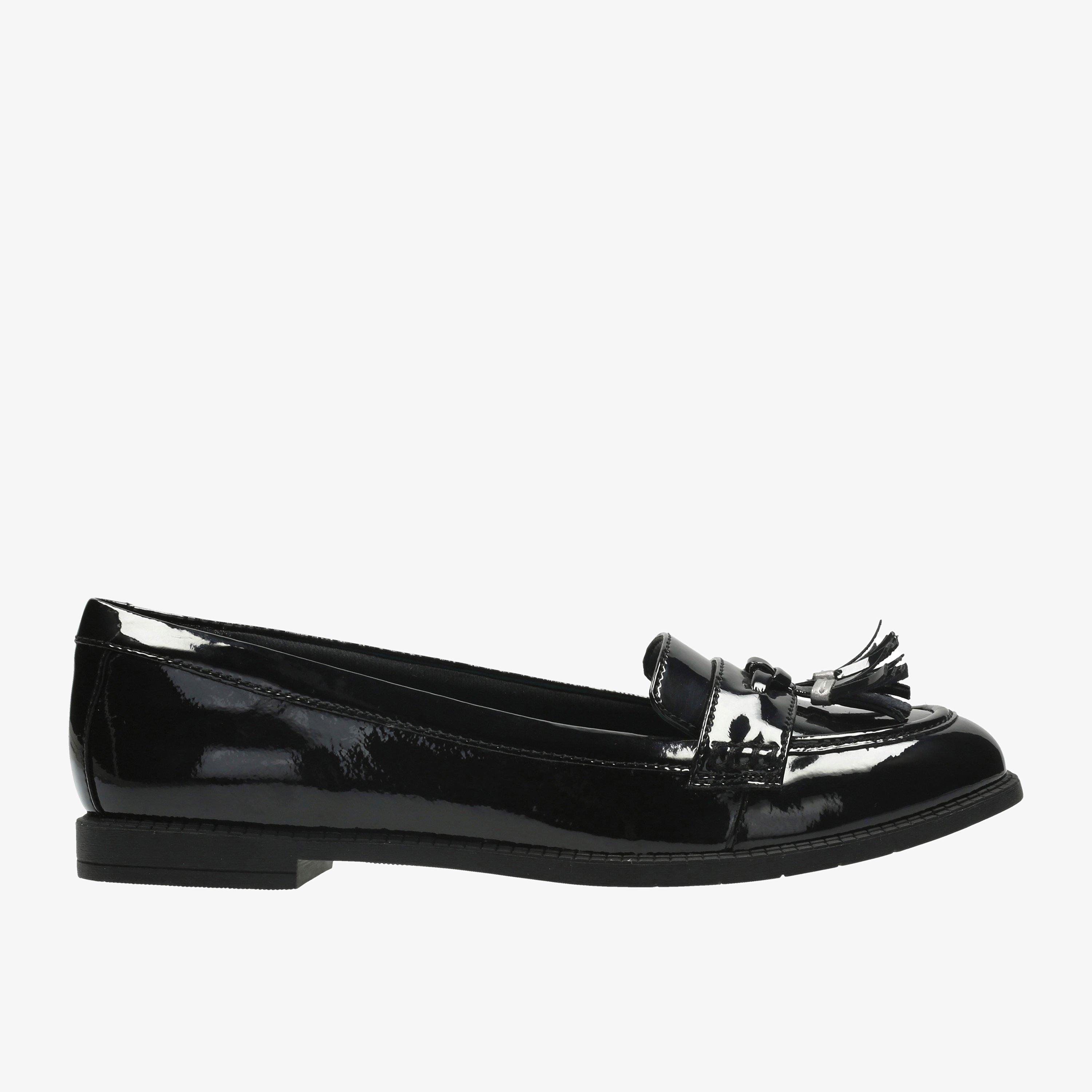 Girls Preppy Edge Youth Black Patent Loafers | Clarks Outlet