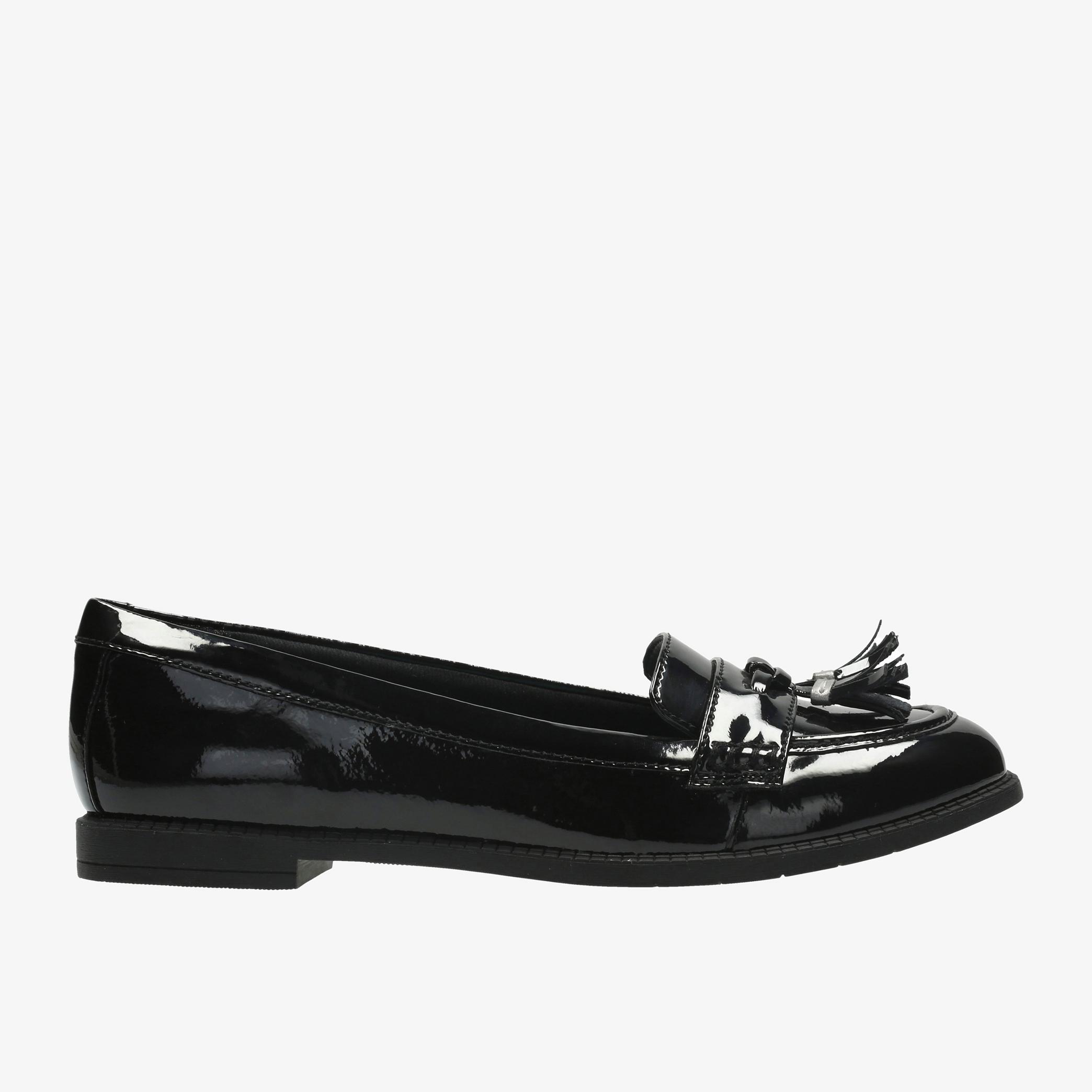 Preppy Edge Youth Black Patent Loafers, view 1 of 6
