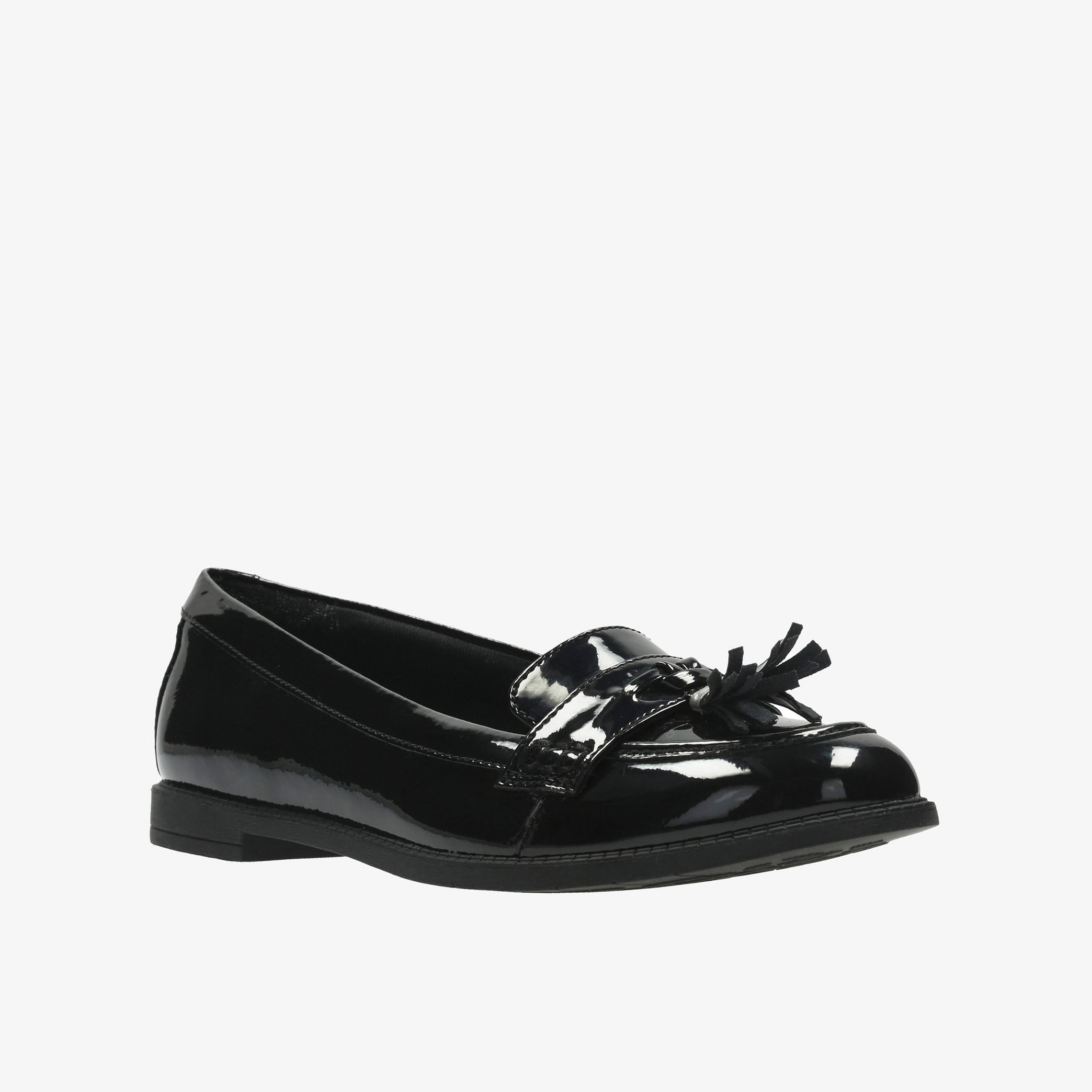 Preppy Edge Youth Black Patent Loafers, view 3 of 6