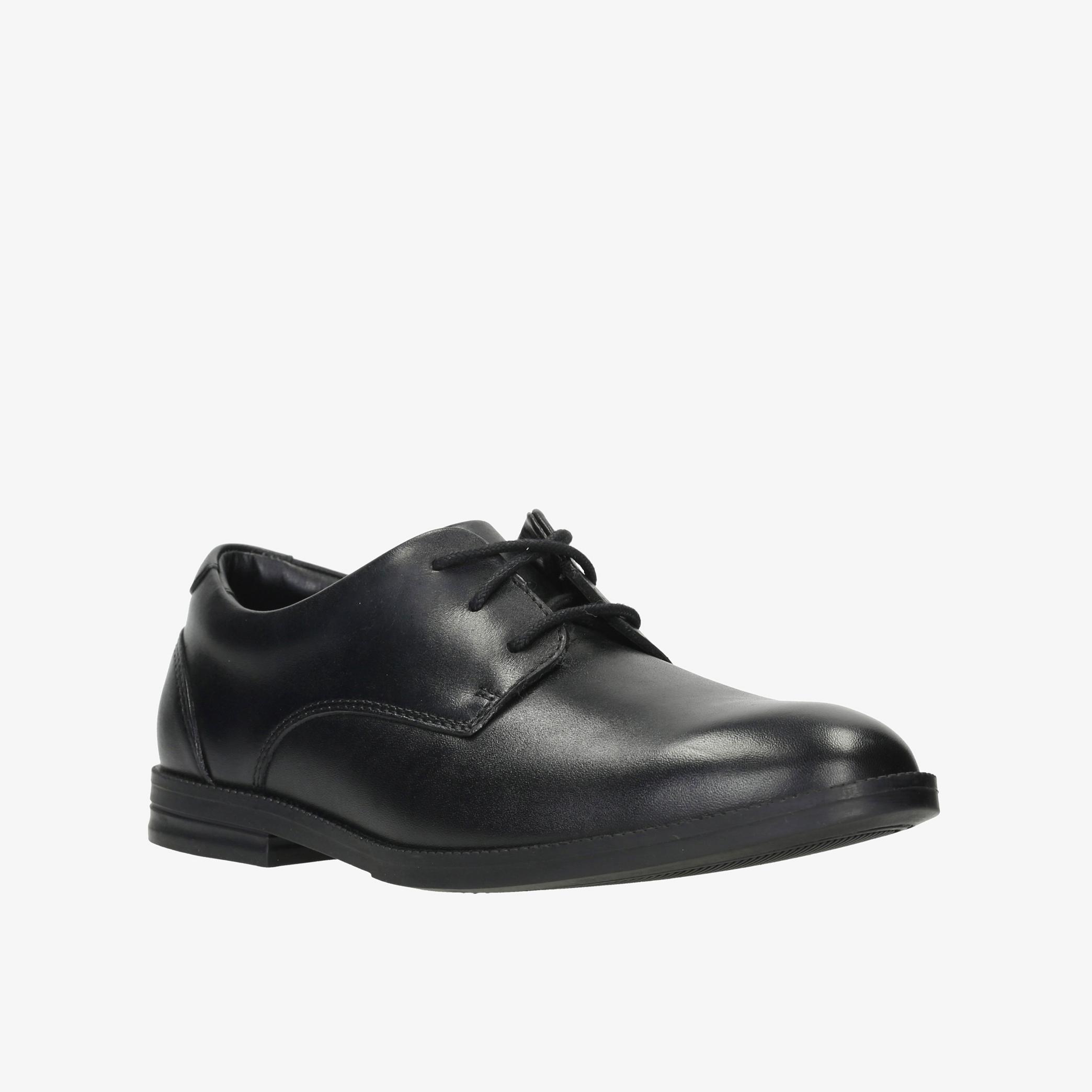 Rufus Edge Youth Black Leather Shoes, view 3 of 6