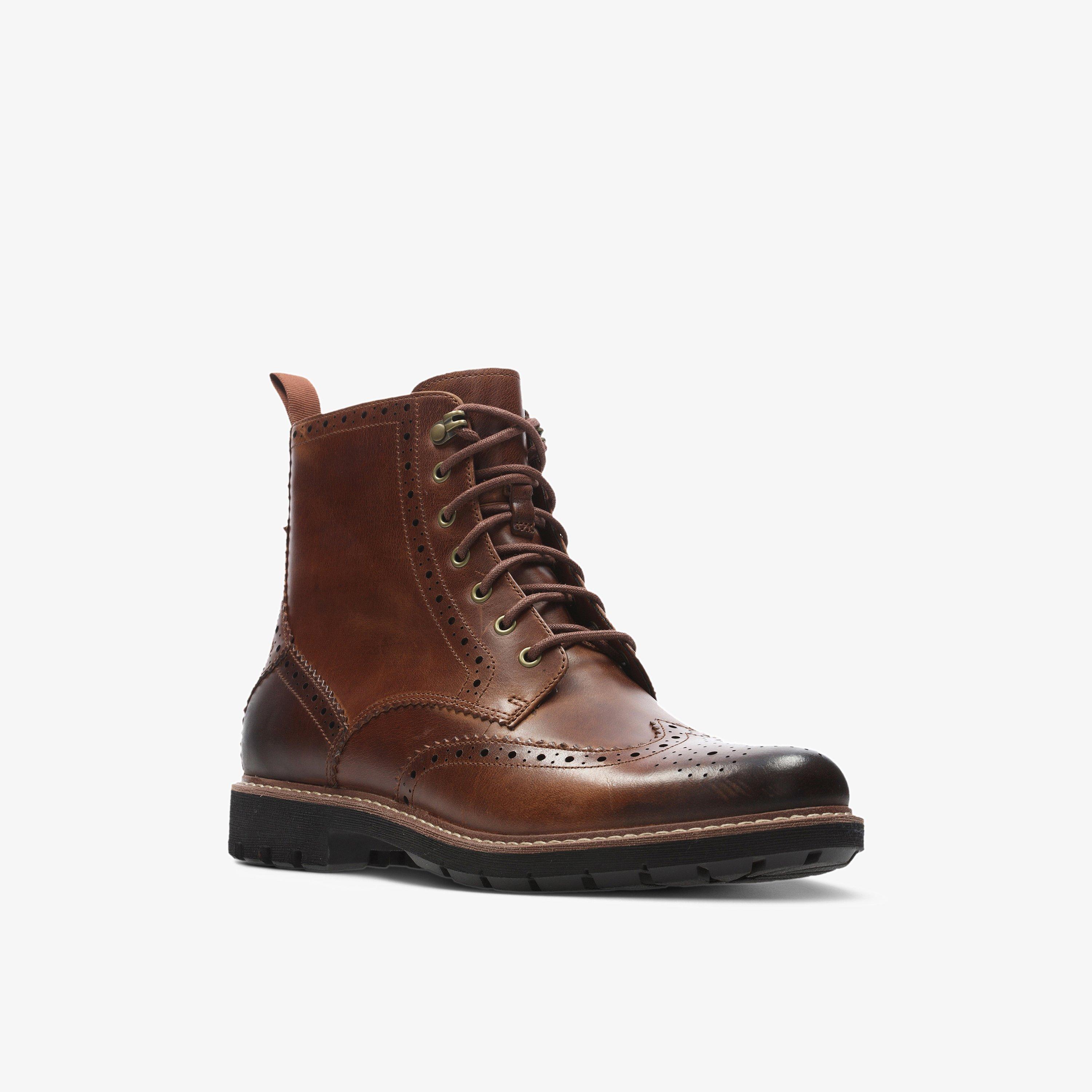 Batcombe Lord Dark Tan Leather Brogues Ankle Boots Lace Up, view 3 of 6