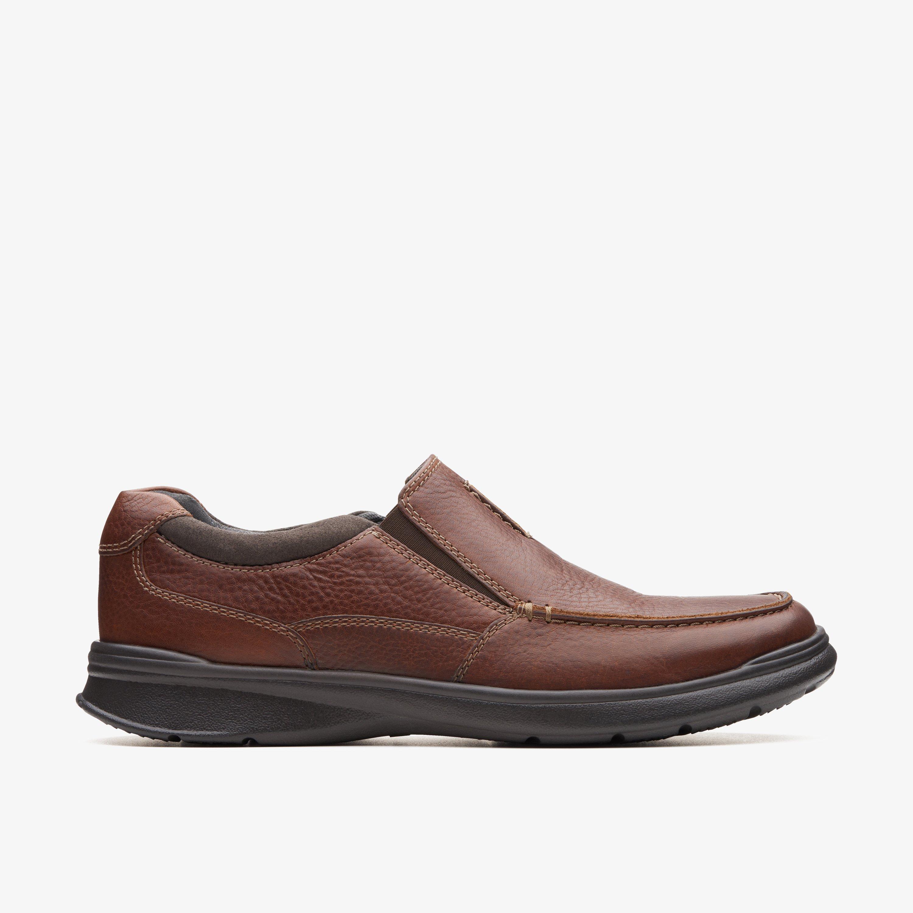 Mens Cotrell Free Tobacco Leather Slip Ons | Clarks