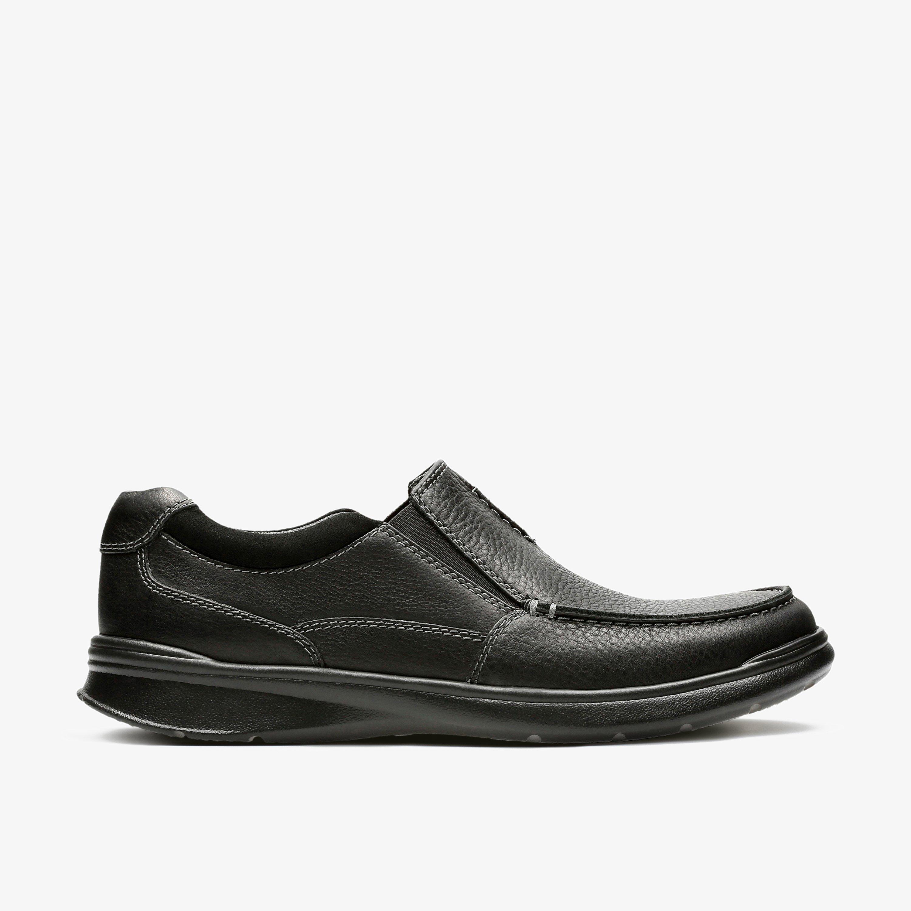 Mens Cotrell Free Black Oily Leather Slip Ons Clarks