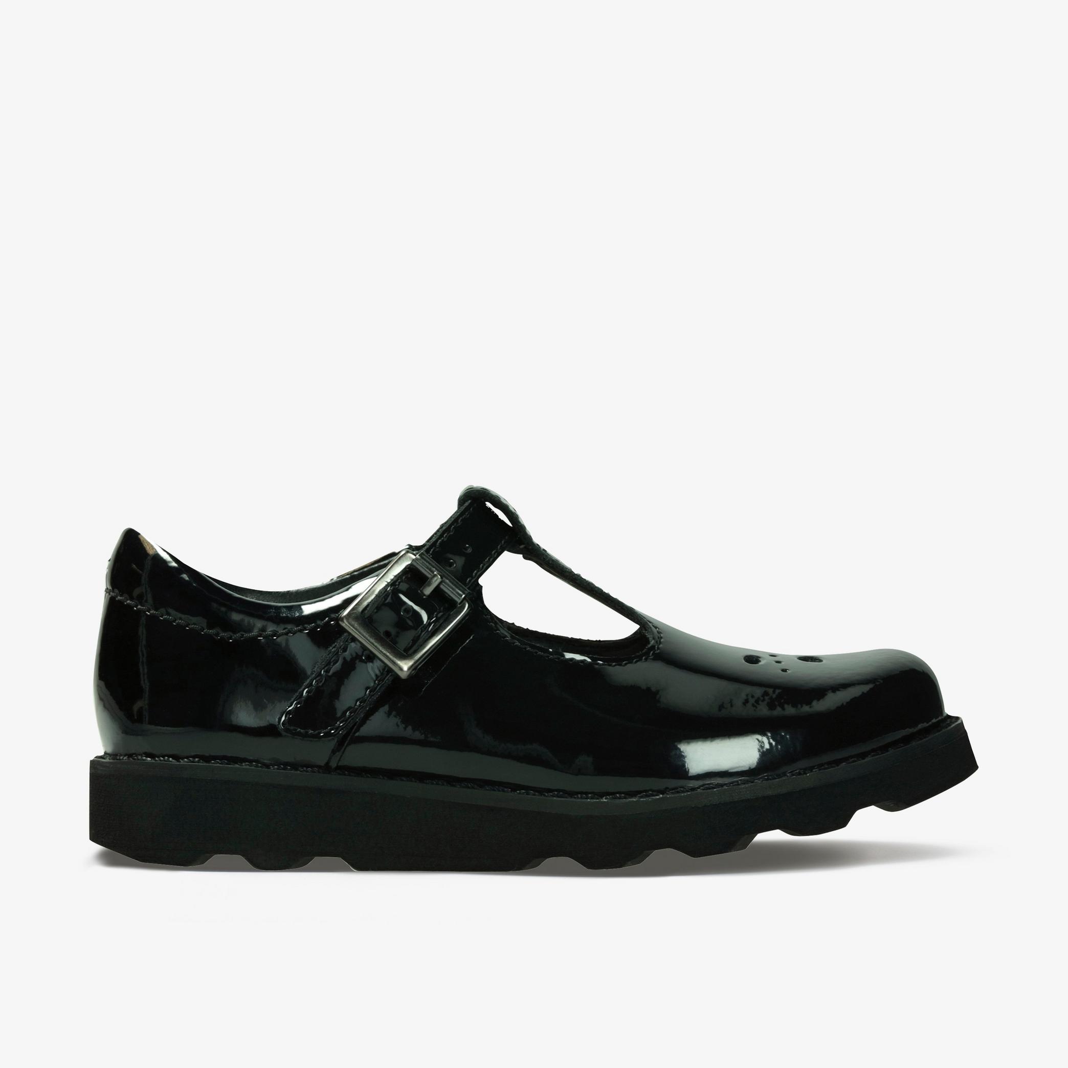 GIRLS Crown Wish Kid Black Patent T Bar Shoes | Clarks Outlet