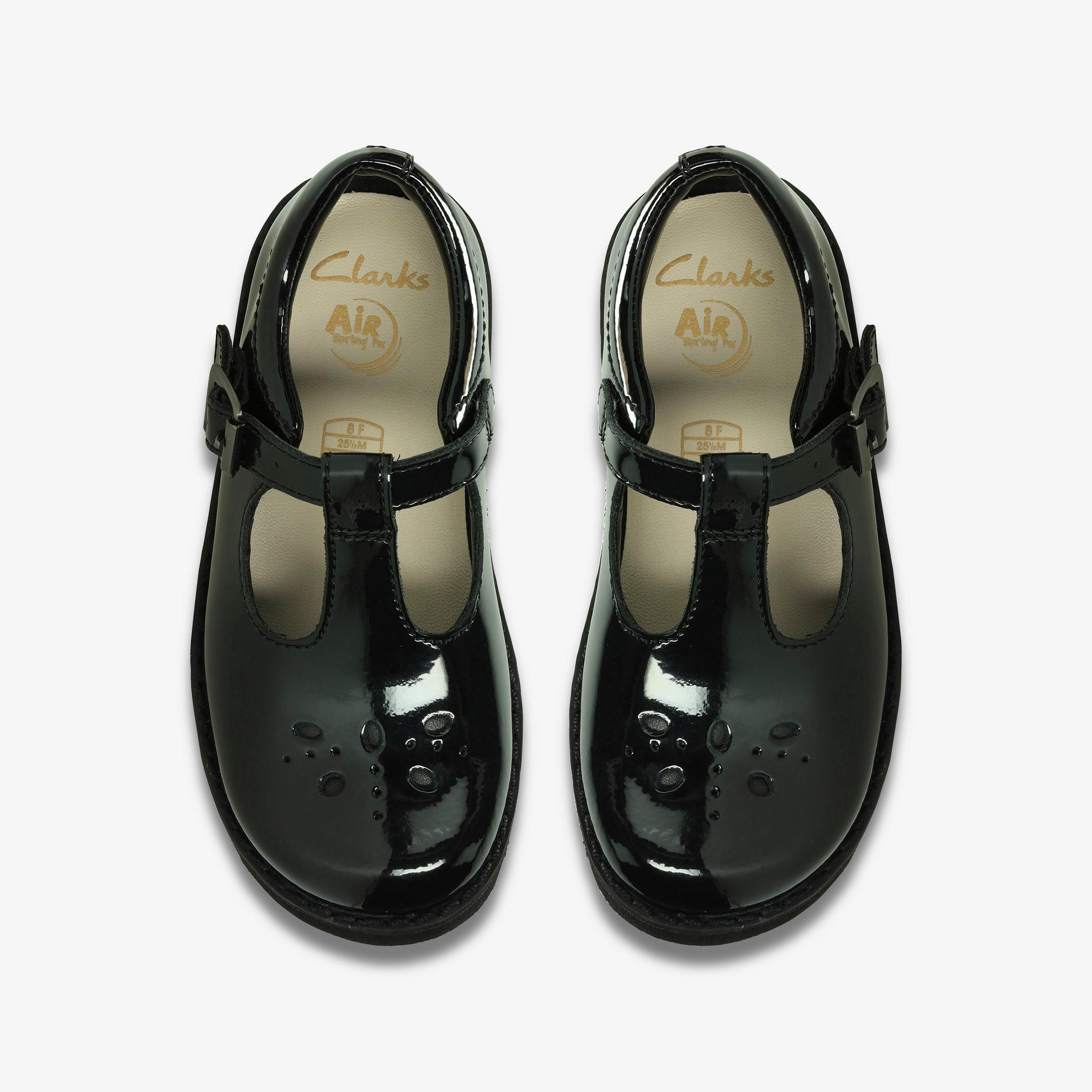 Crown Wish Kid Black Patent T Bar Shoes, view 6 of 6