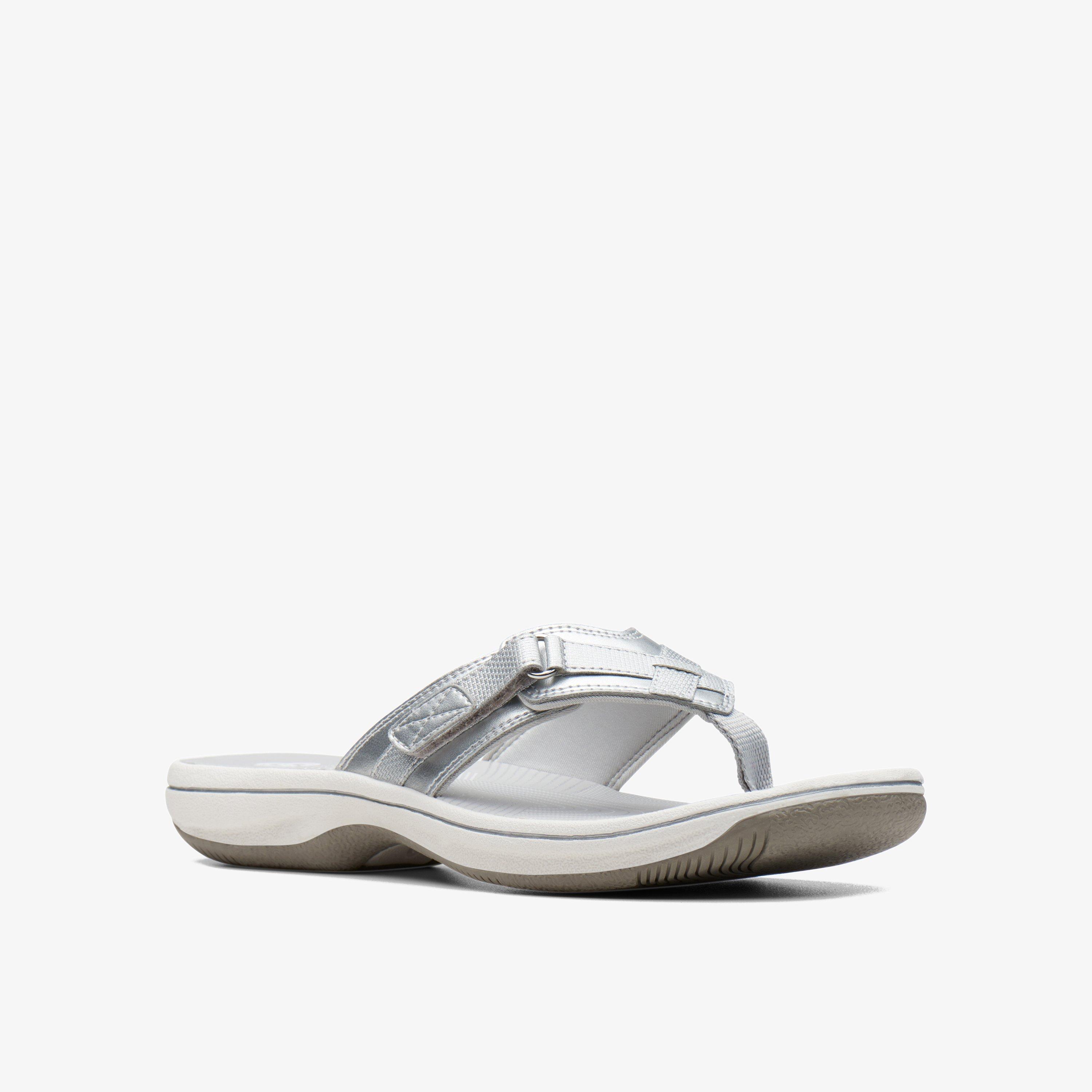 Womens Brinkley Sea Silver Synthetic Flip Flops Clarks UK