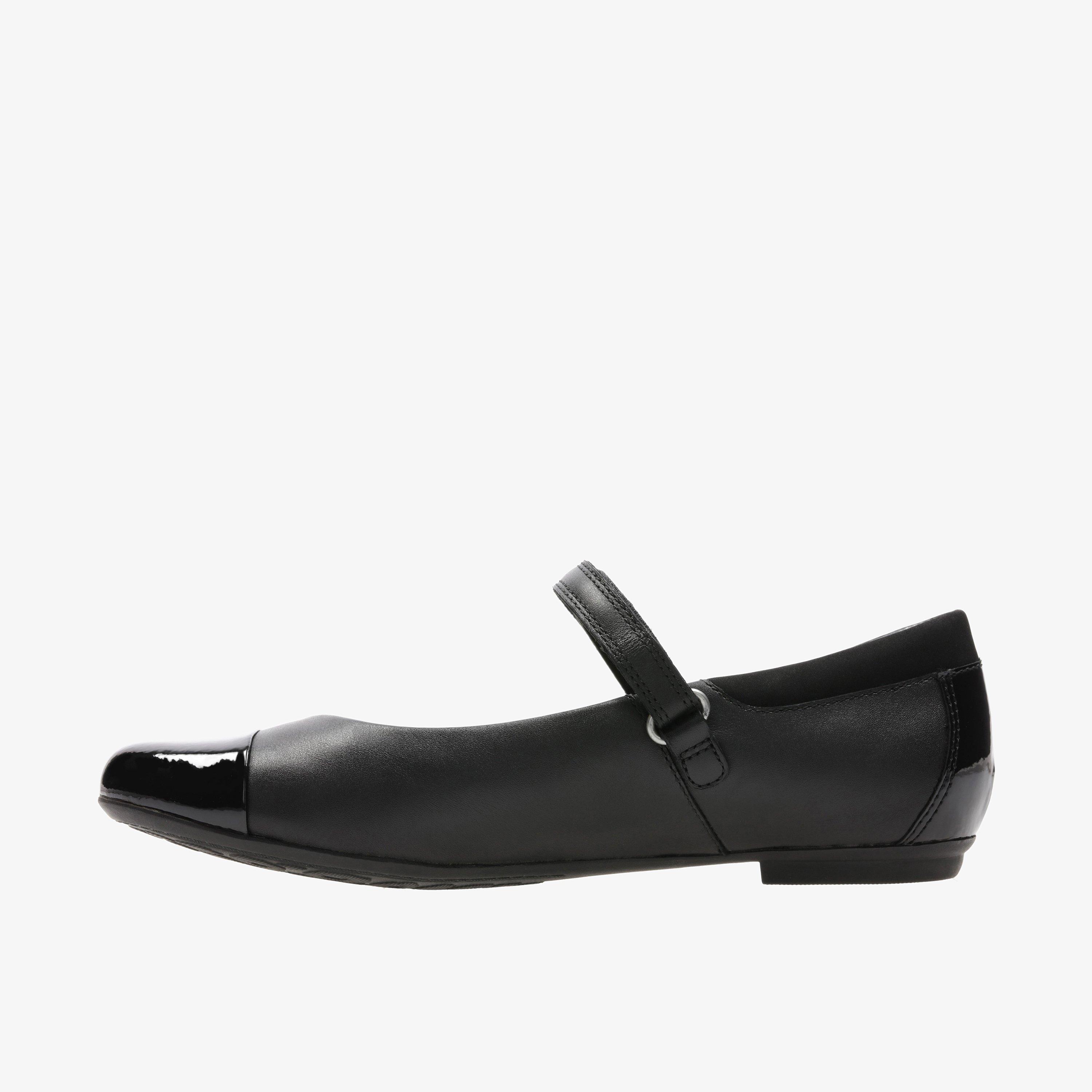 Girls Tizz Talk Youth Black Leather Shoes Clarks Outlet