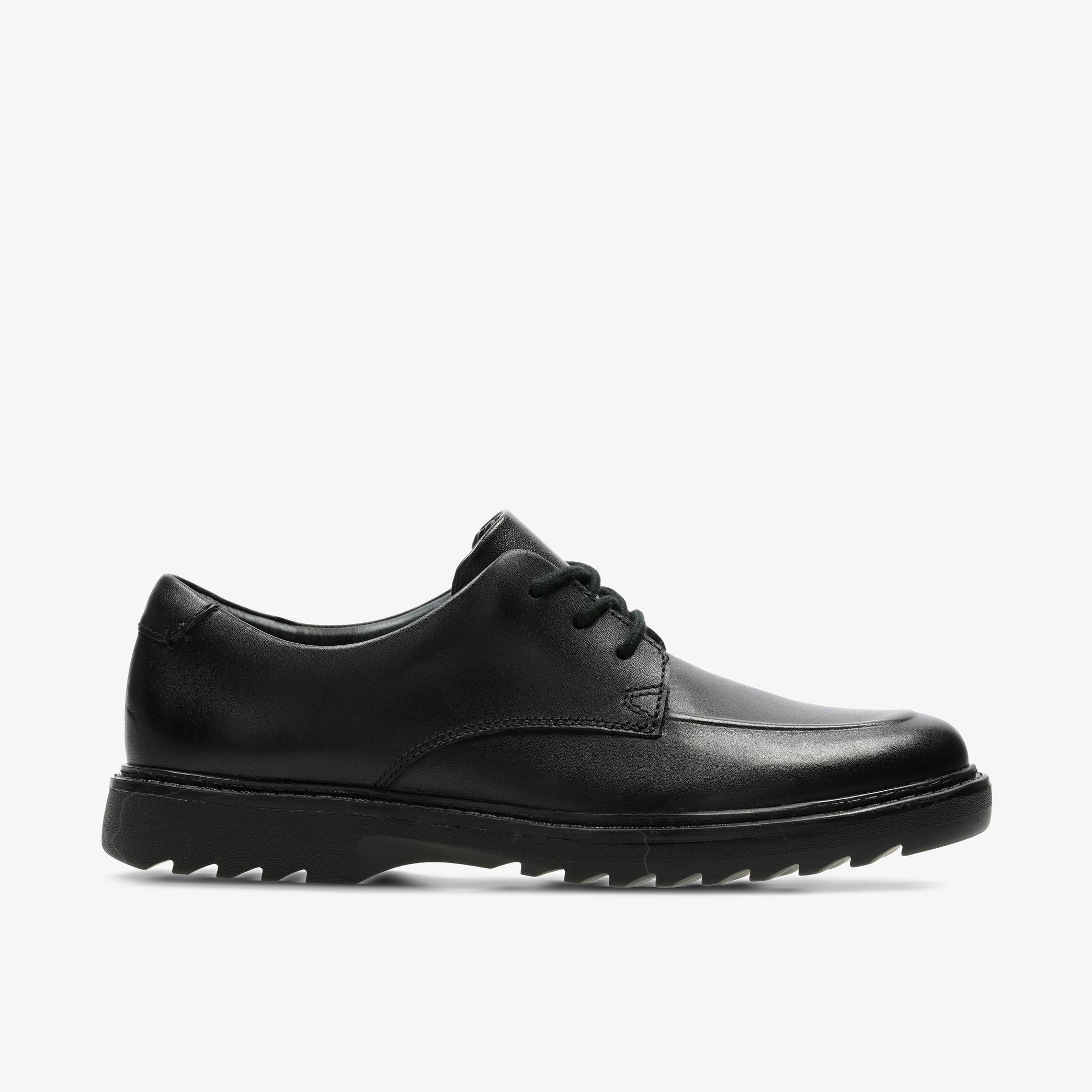 Asher Grove Youth Black Leather Derby Shoes, view 1 of 6