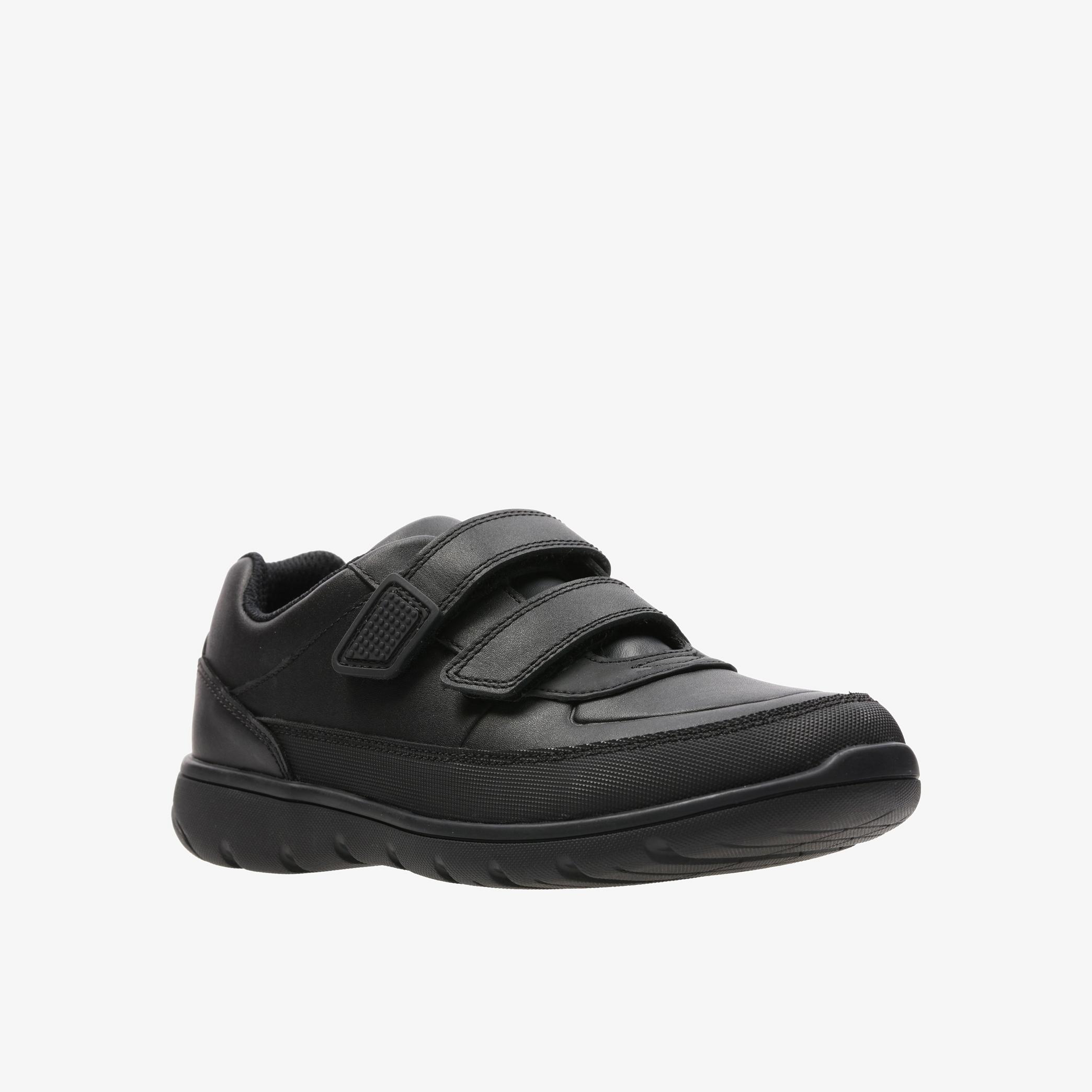 Venture Walk Kid Black Leather Shoes, view 3 of 6