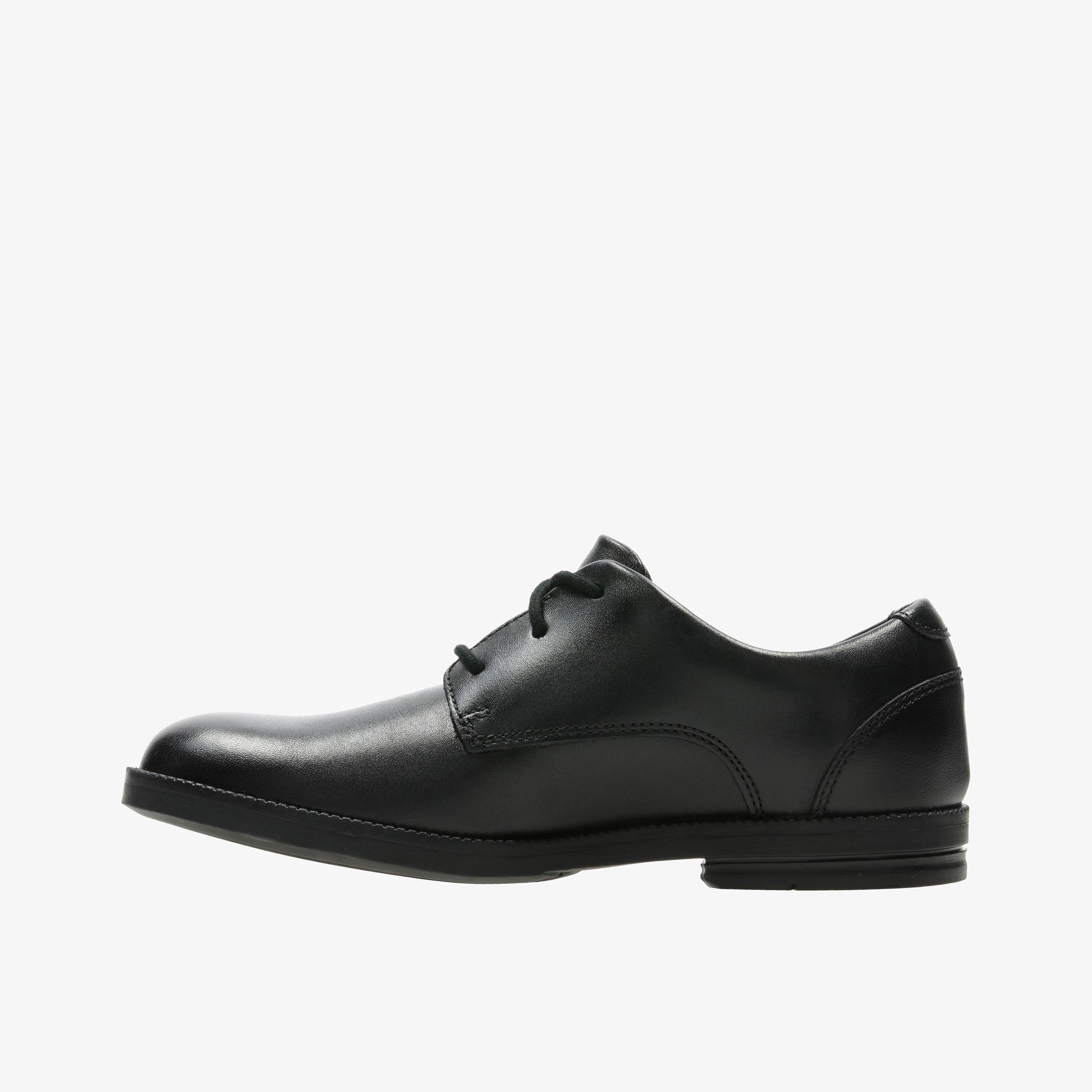 Rufus Edge Kid Black Leather Lace Up School Shoes, view 2 of 6