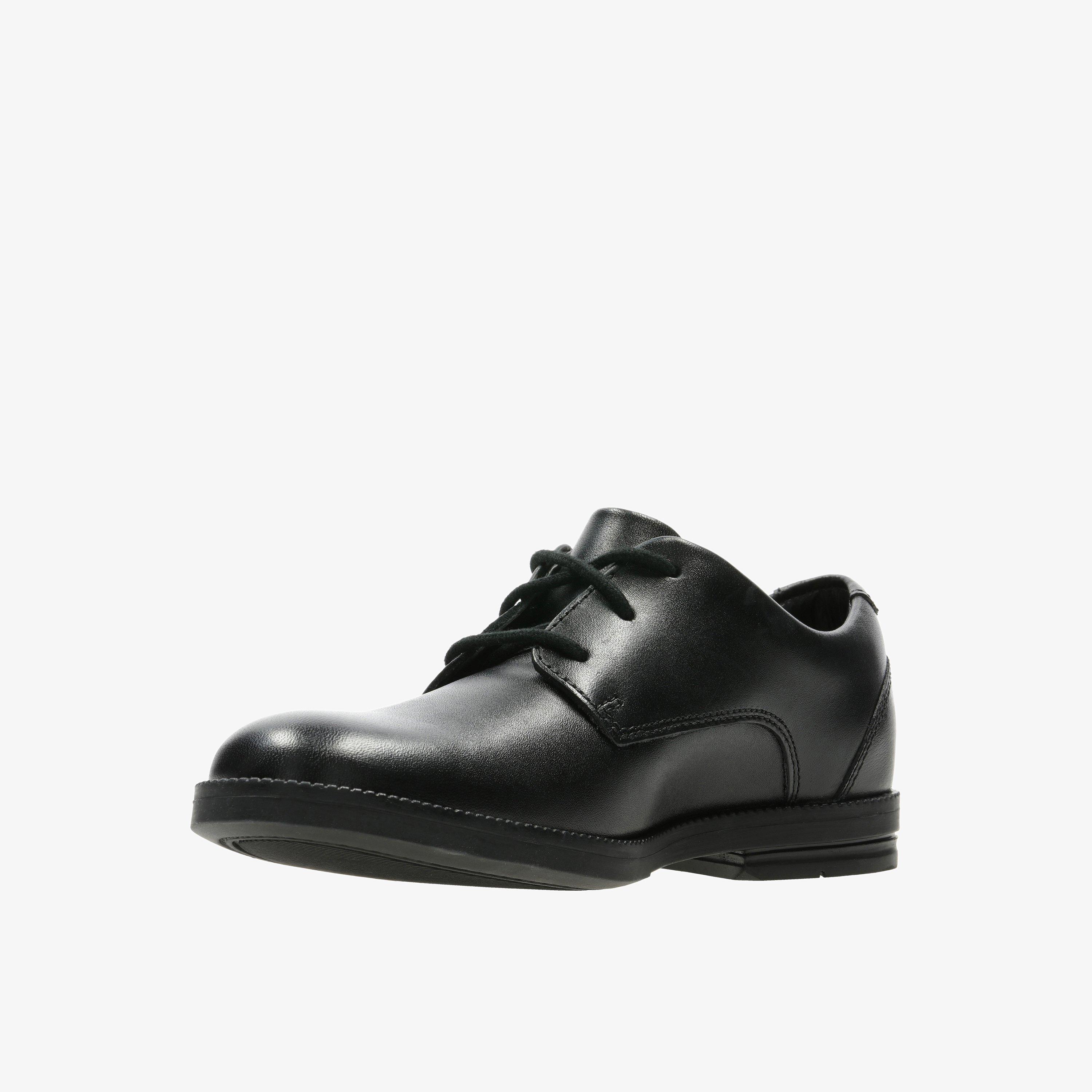 Boys Rufus Edge Black Leather Shoes Clarks Outlet