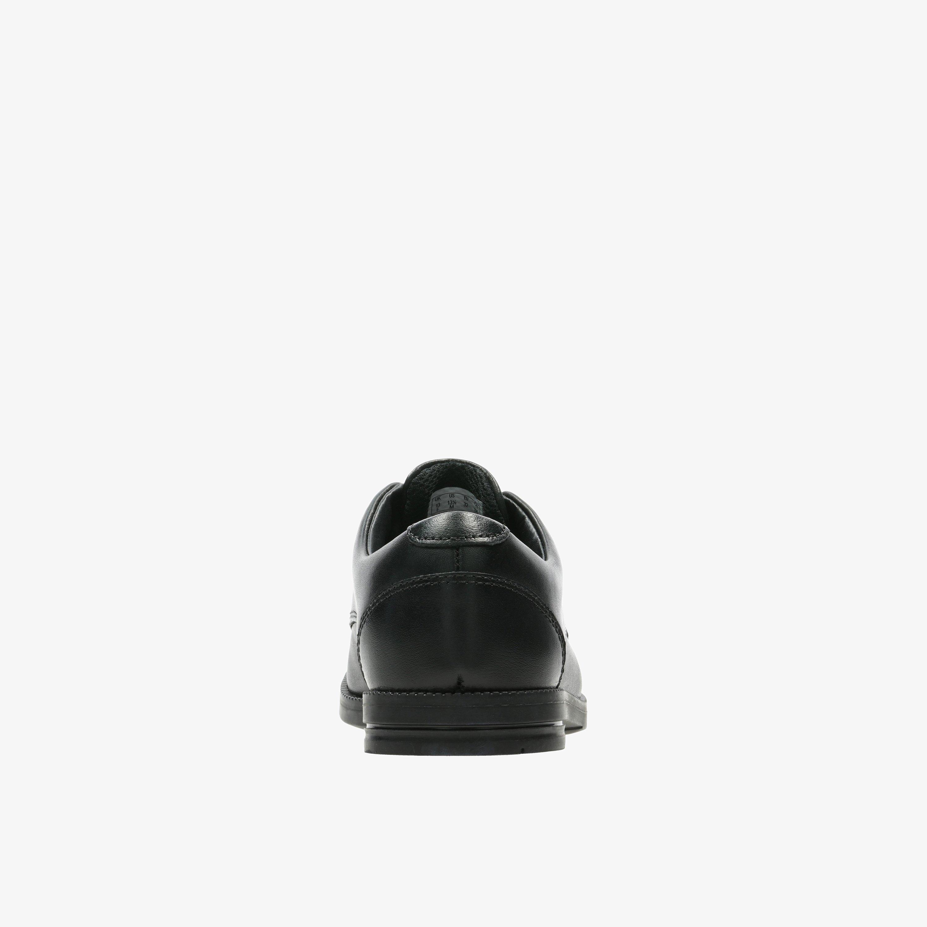 Rufus Edge Kid Black Leather Lace Up School Shoes, view 5 of 6