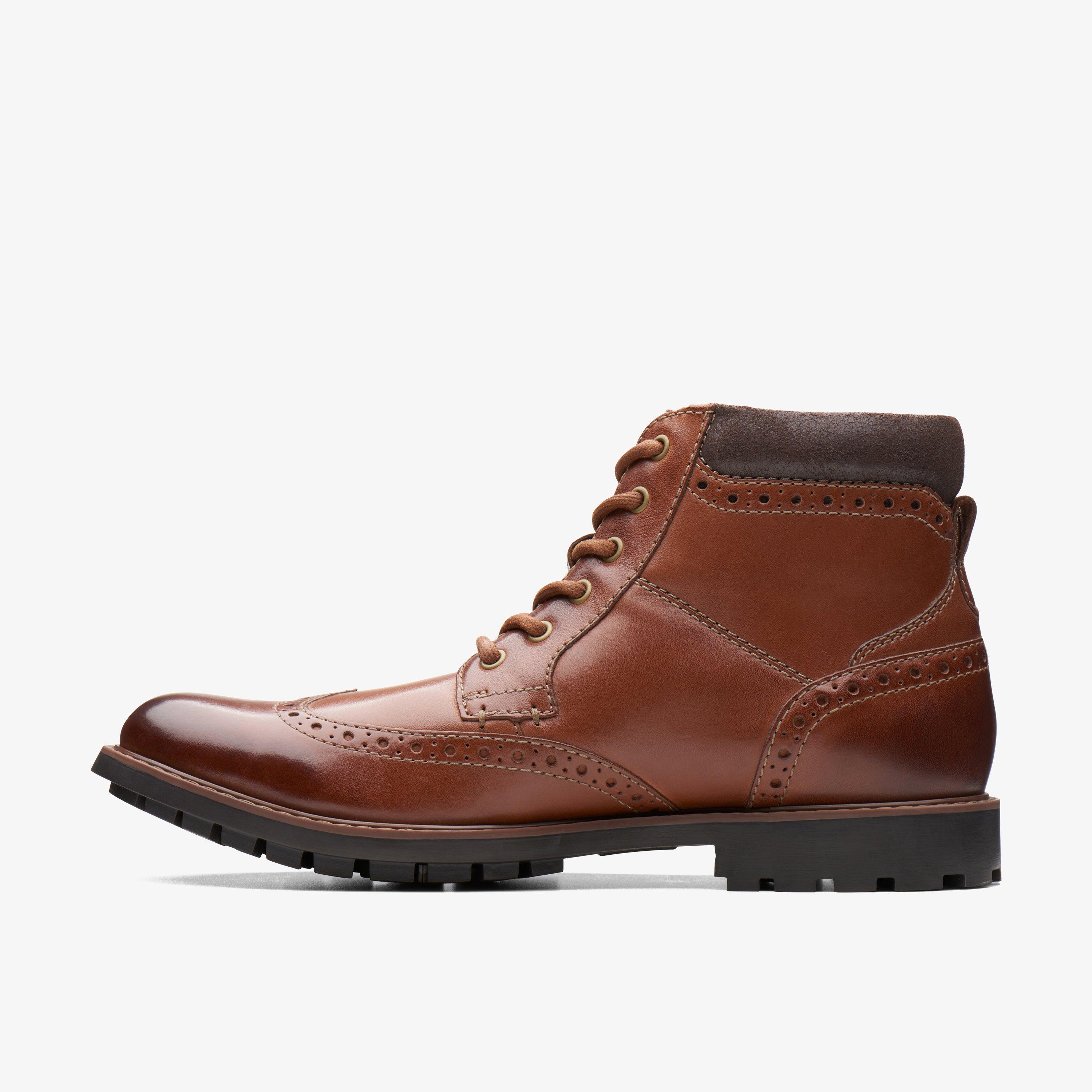 Clarks Men\'s Curington Rise Brown Leather Wingtip Boots Lace-Up Ankle Round Toe Clarks Men\ main image 3