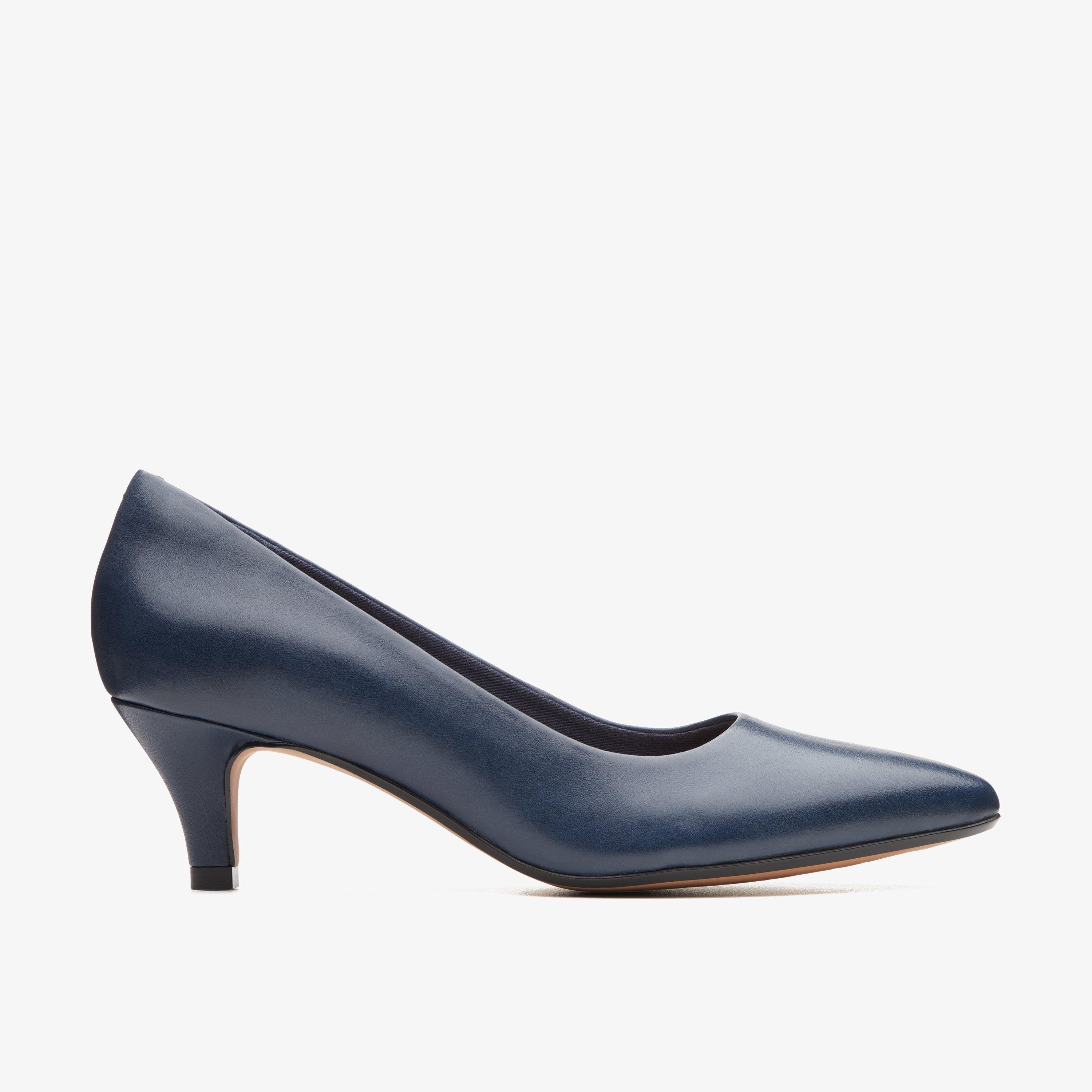 Navy leather kitten heel hot sale shoes