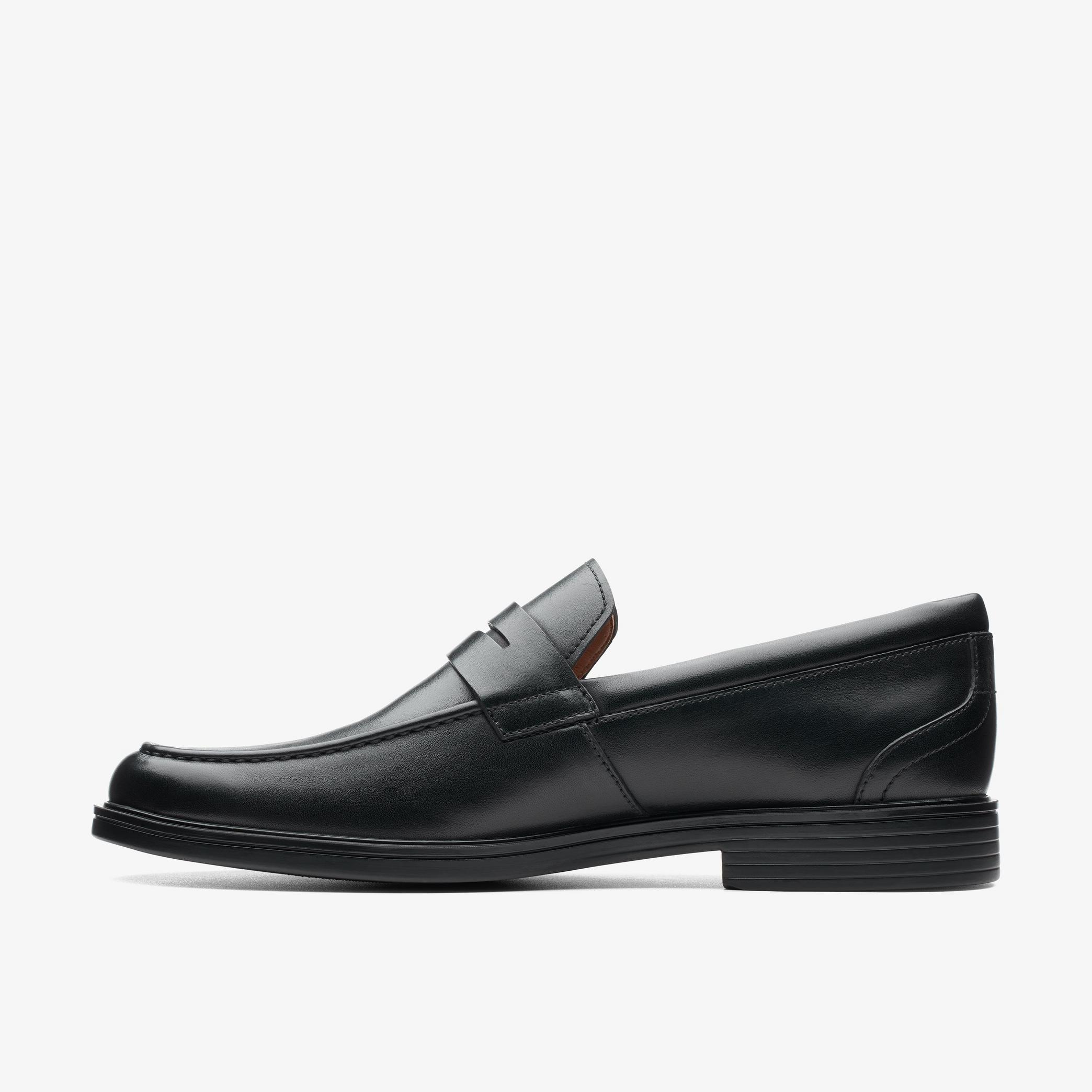 Un Aldric Step Black Leather Slip Ons, view 2 of 6