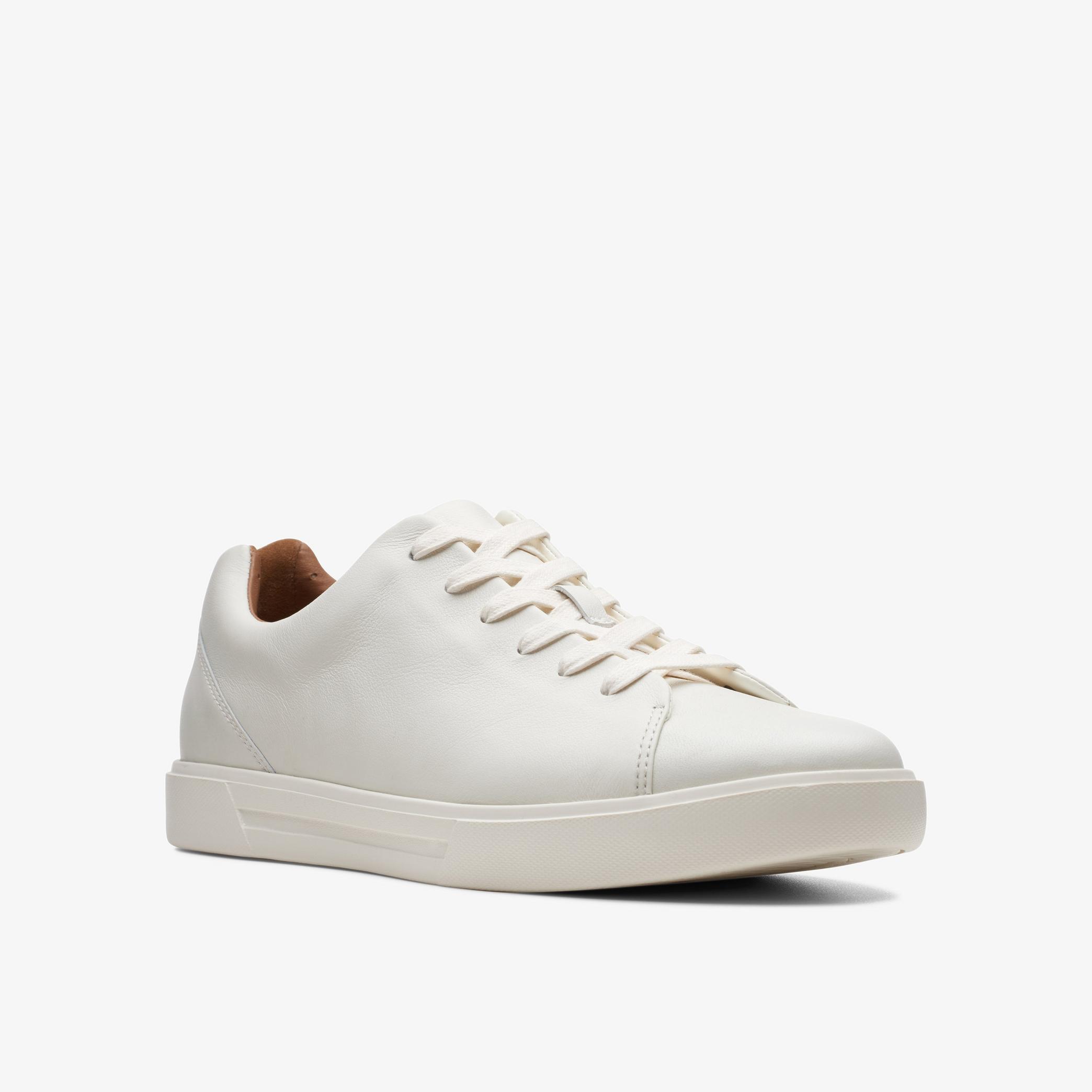 Un Costa Lace White Leather Trainers, view 3 of 6