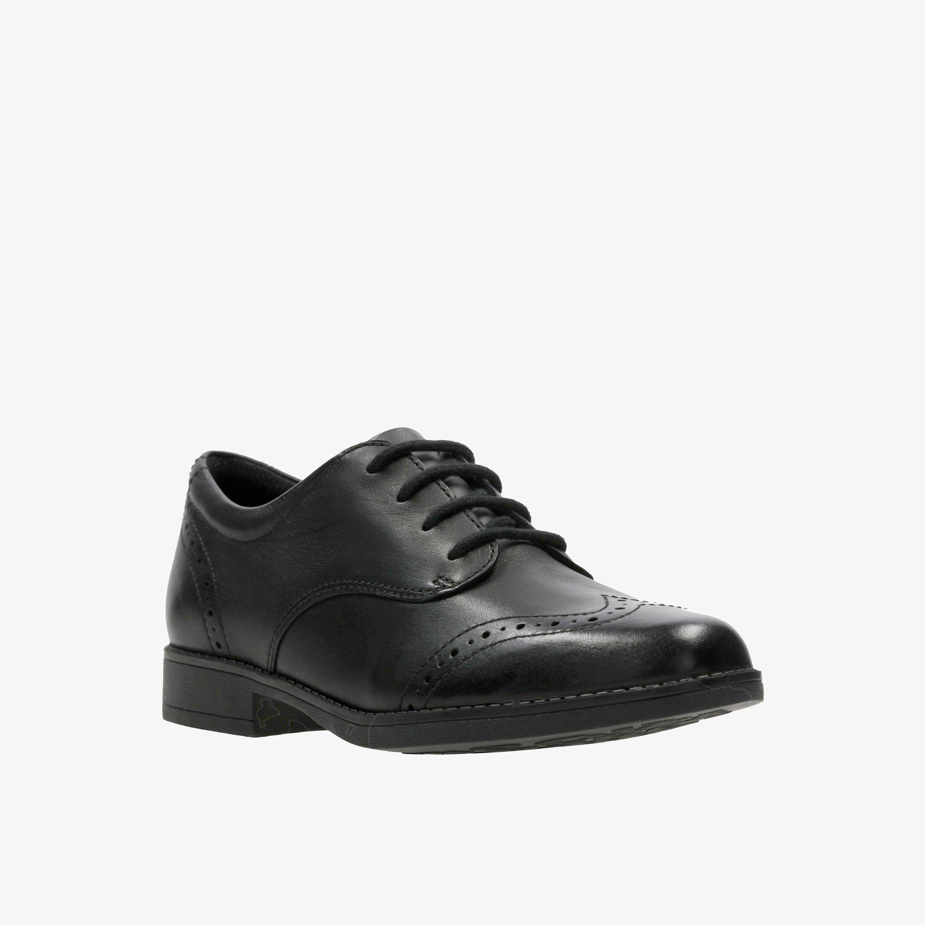 Girls Sami Walk Kid Black Leather Brogues Clarks Outlet