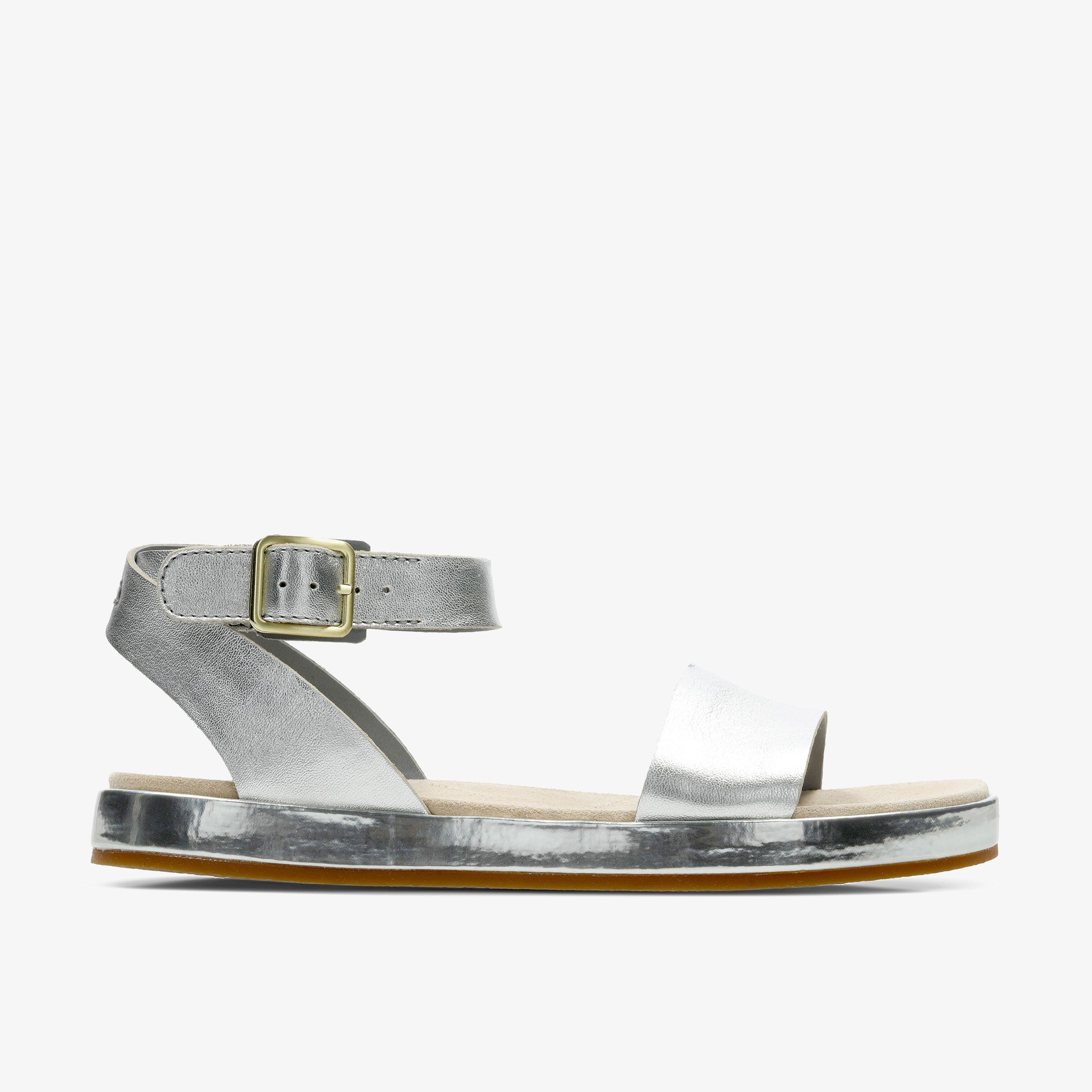WOMENS Botanic Ivy Silver Leather Flat Sandals | Clarks Outlet